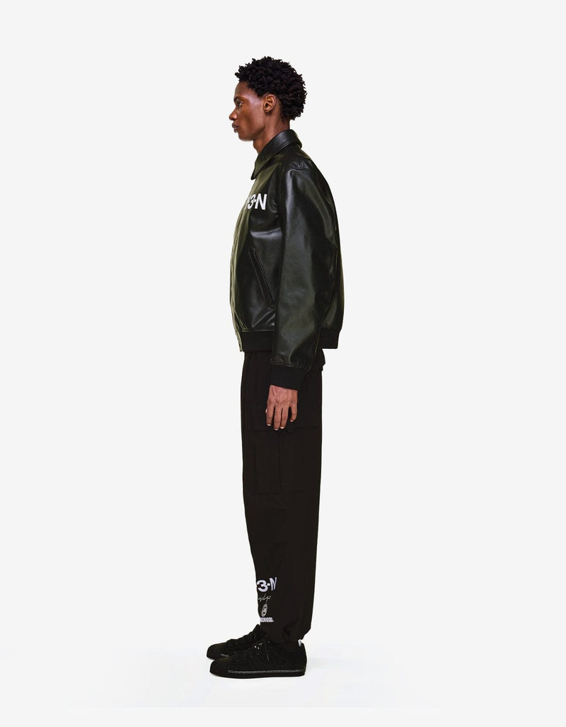 Y-3 Neighborhood Black Leather Bomber Jacket KT4301