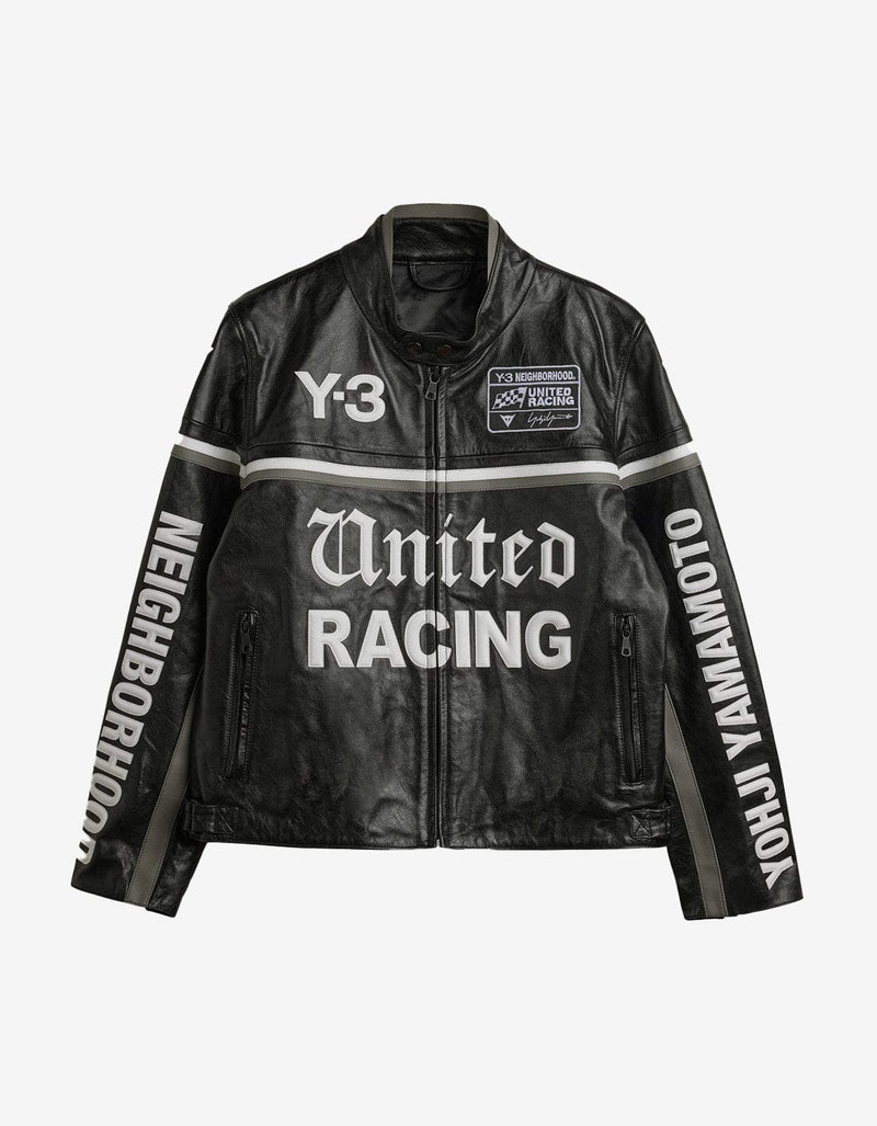 Y-3 Neighborhood Black Leather Racer Jacket KR1364