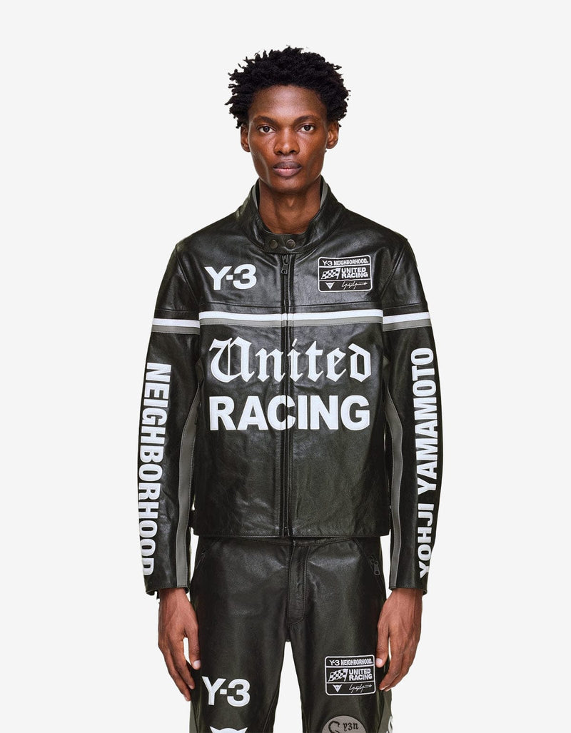 Y-3 Neighborhood Black Leather Racer Jacket KR1364