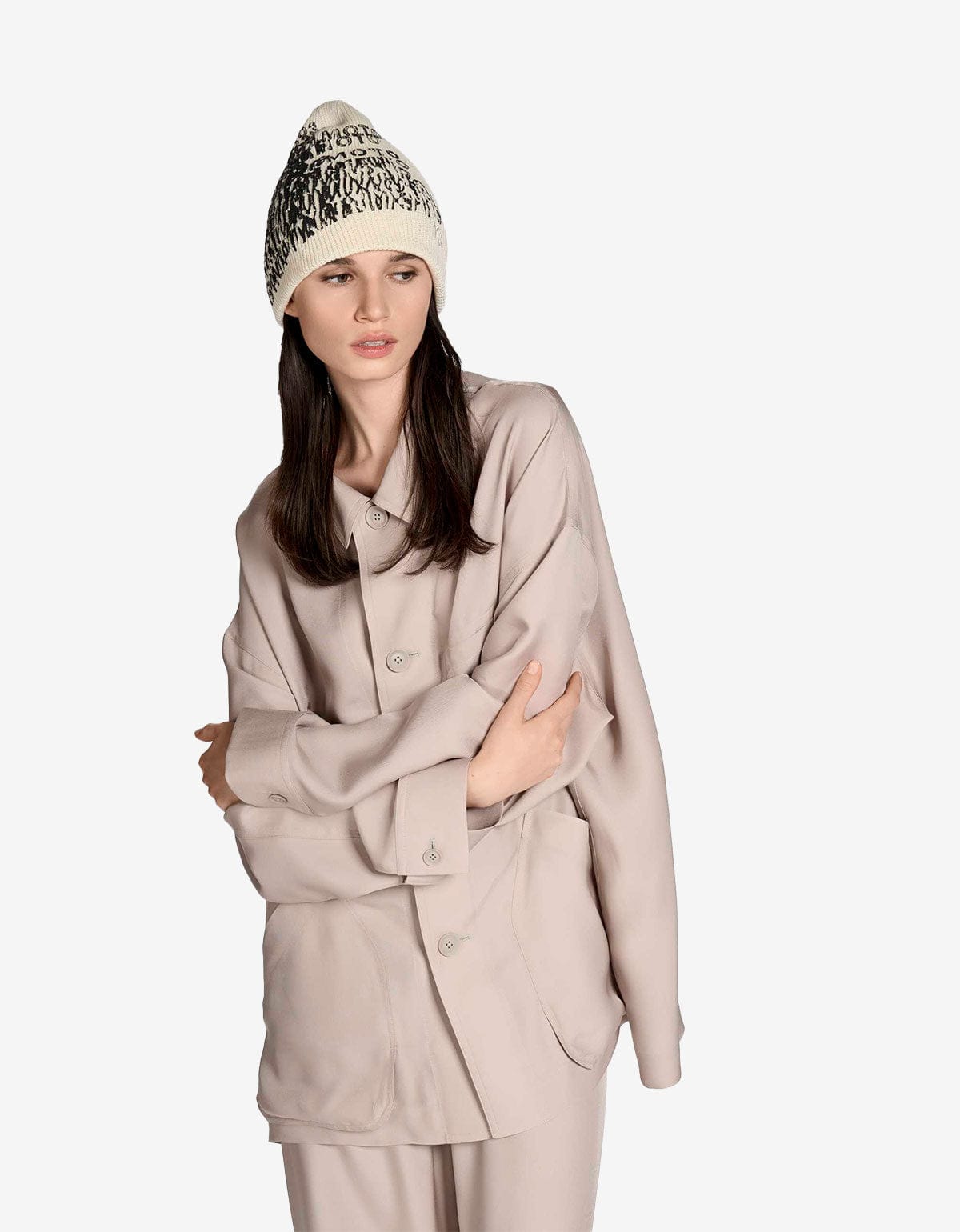 Y-3 White Graphic Beanie Hat KT3209