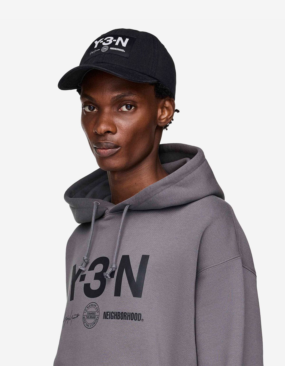 Y-3 Neighborhood Grey Graphic Hoodie – mens designer fashion