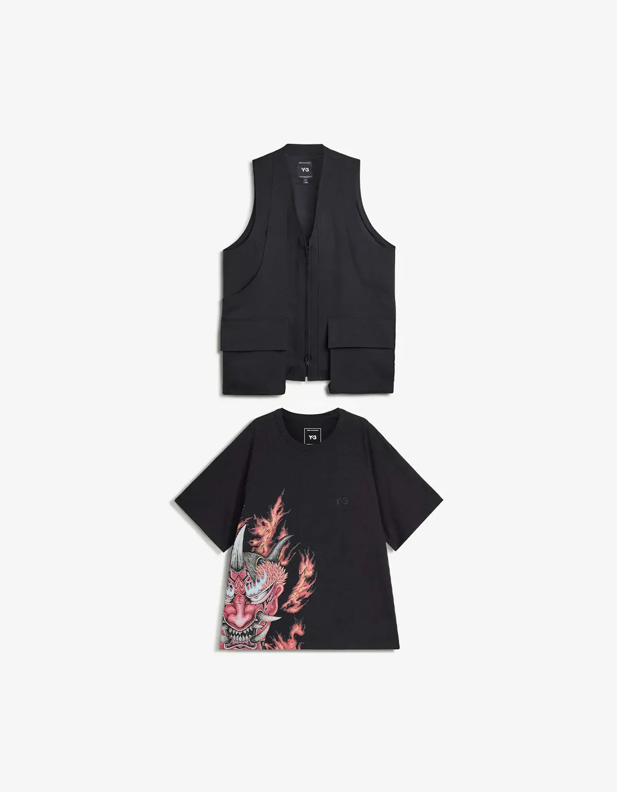 Y-3 Black Sport Uniform Pocket Vest & Black T-Shirt