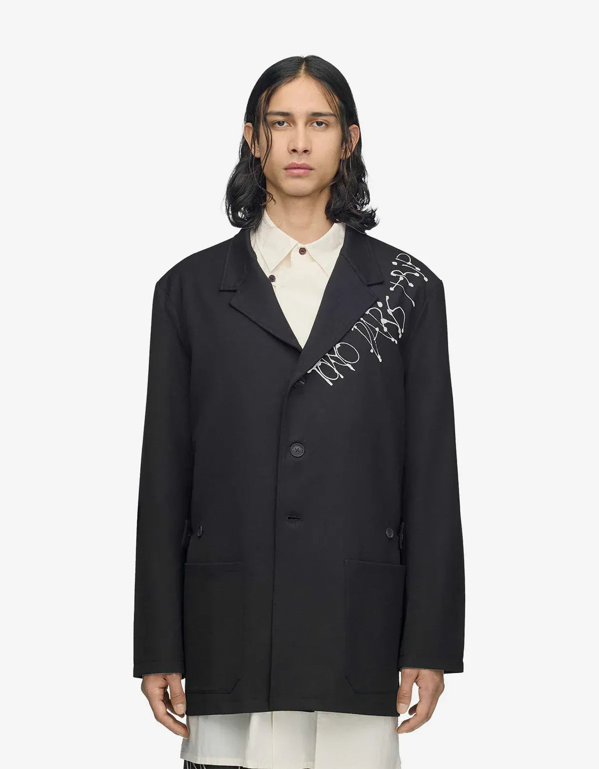 Y-3 Black Chito City Graphic Wool Blazer Jacket KY2725