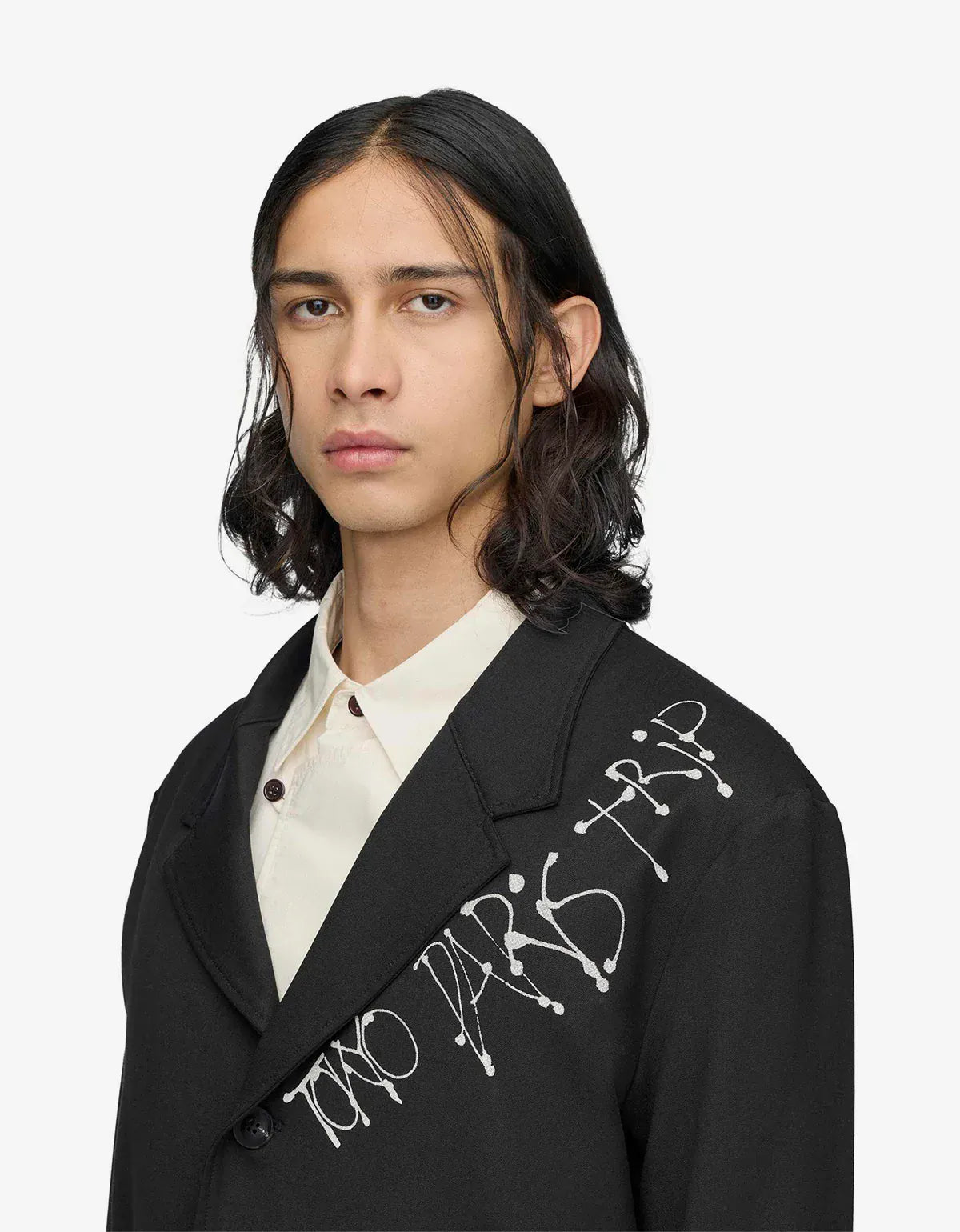 Y-3 Black Chito City Graphic Wool Blazer Jacket KY2725