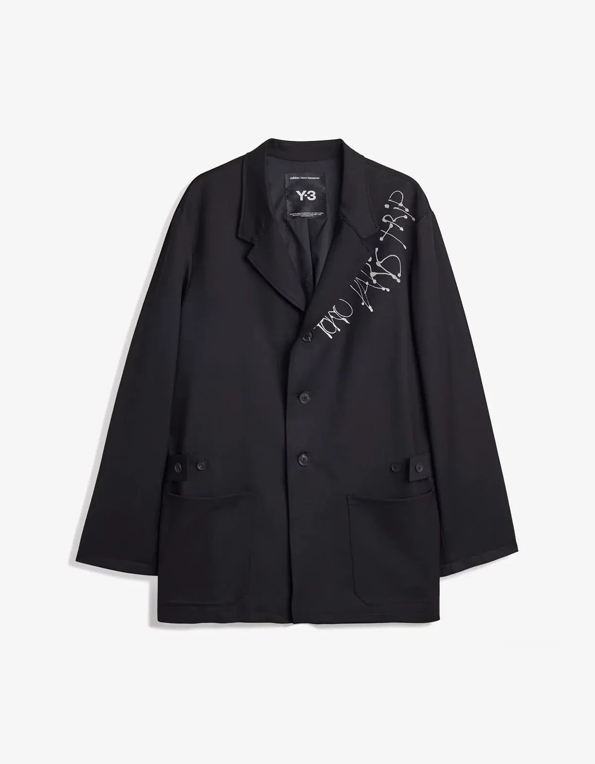 Y-3 Black Chito City Graphic Wool Blazer Jacket KY2725