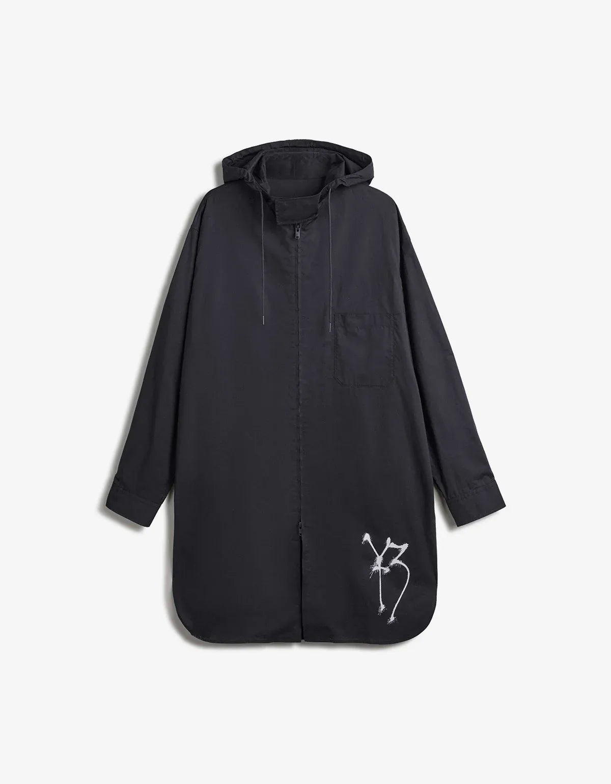 Y-3 Black Chito Graphic Hooded Cotton Shirt KW9622
