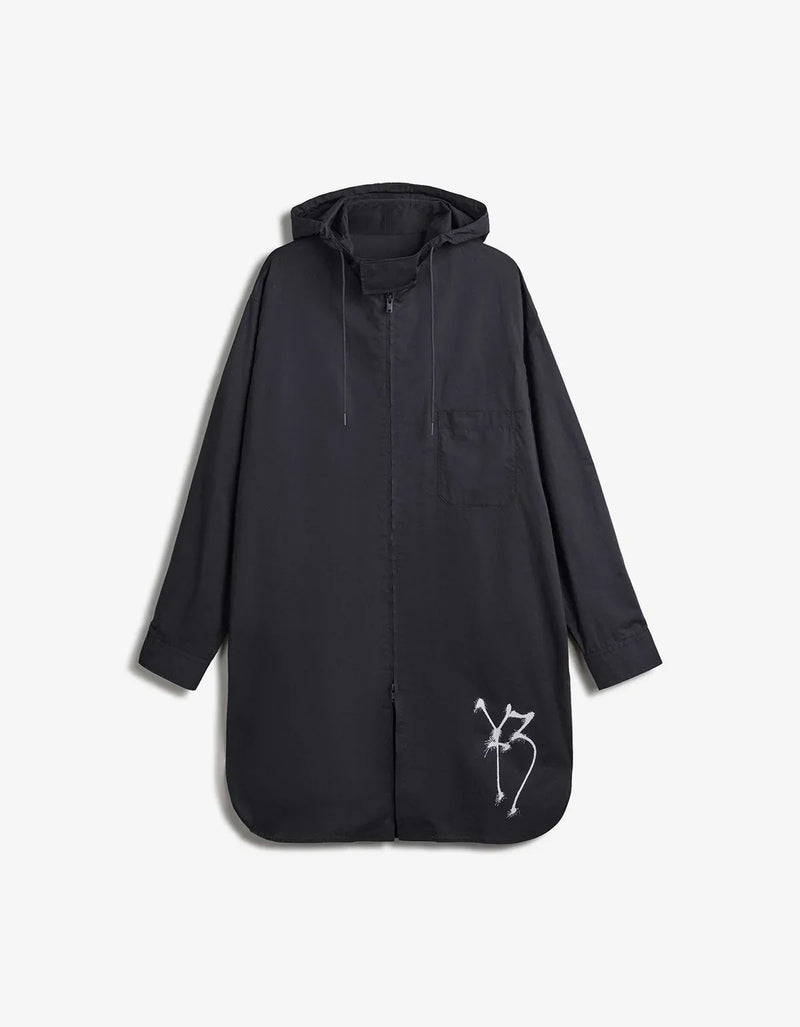 Y-3 Black Chito Graphic Hooded Cotton Shirt KW9622