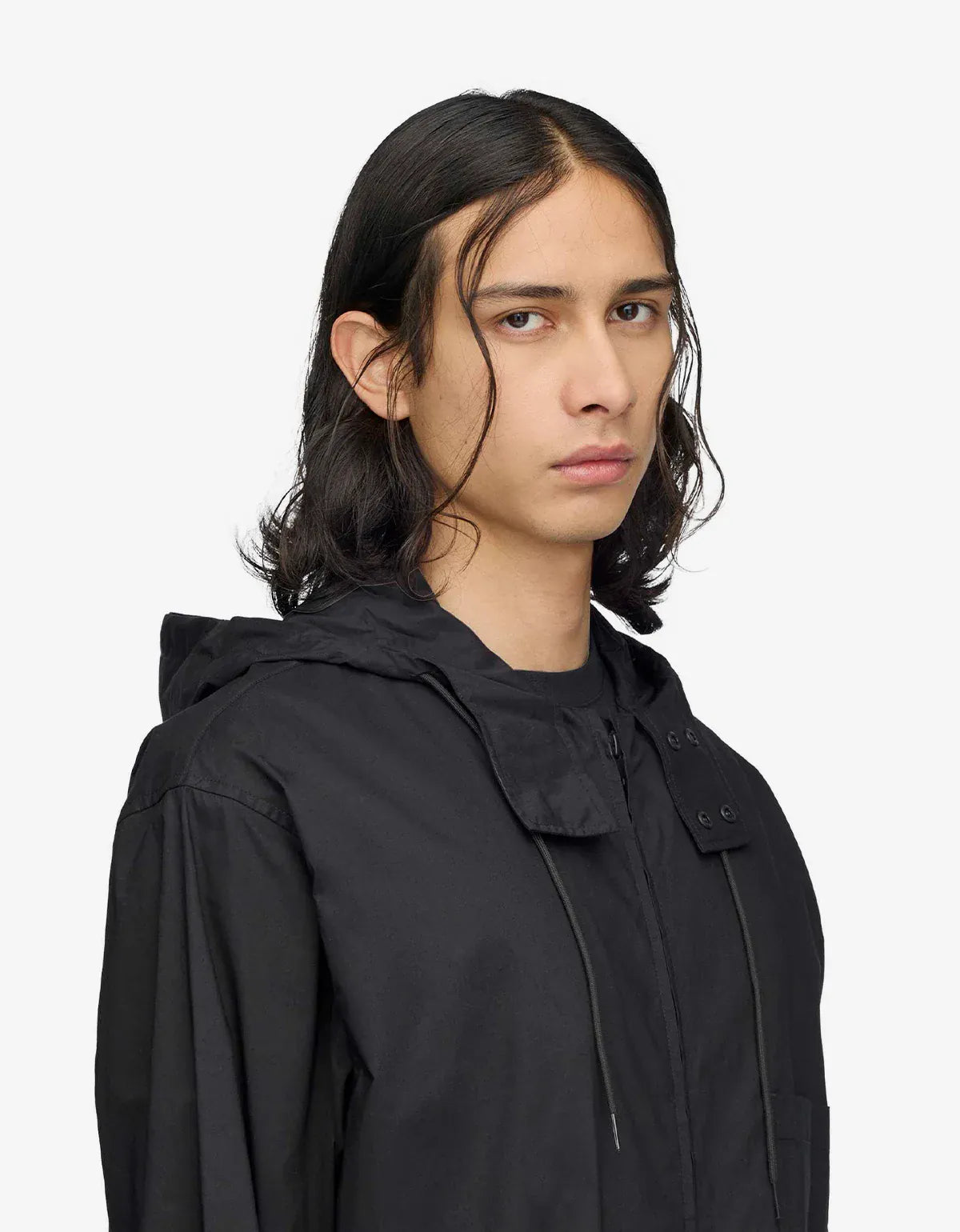 Y-3 Black Chito Graphic Hooded Cotton Shirt KW9622