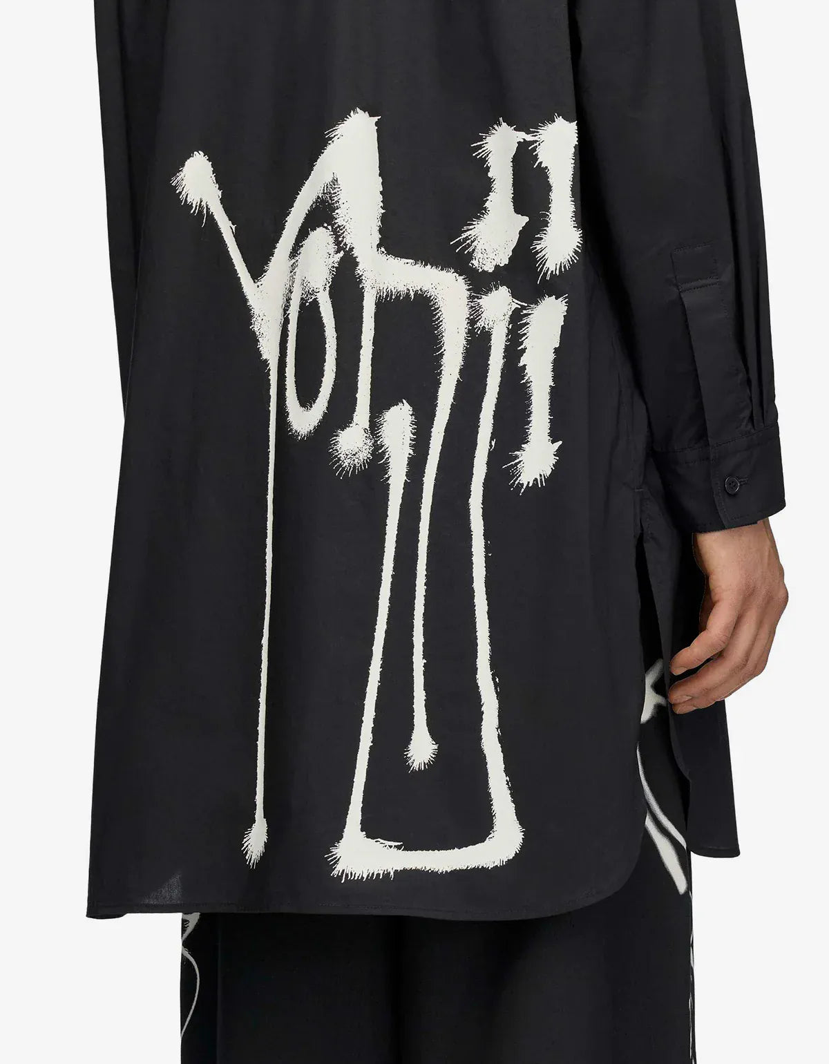 Y-3 Black Chito Graphic Hooded Cotton Shirt KW9622