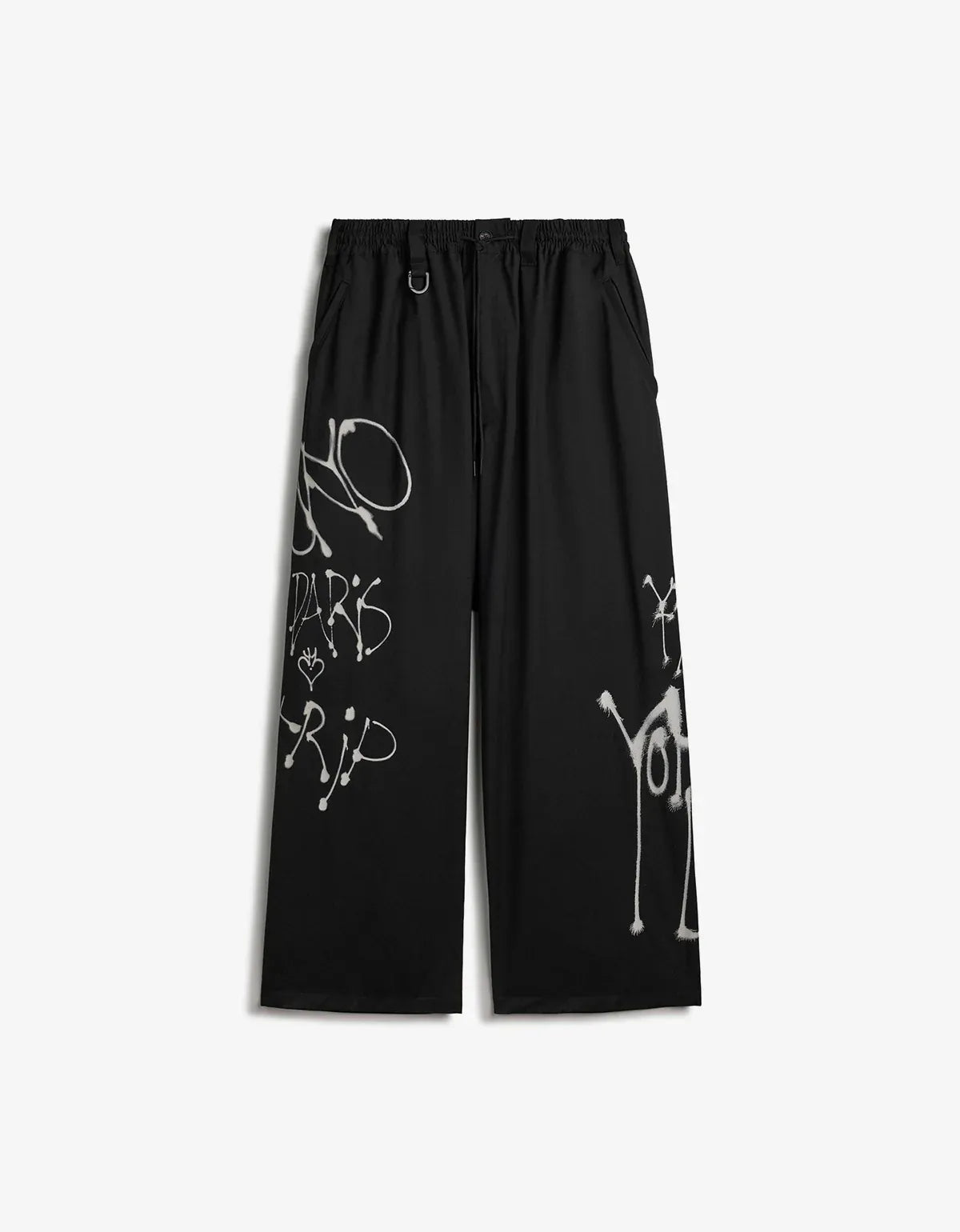 Y-3 Black Chito Graphic Wide Wool Trousers KR8712