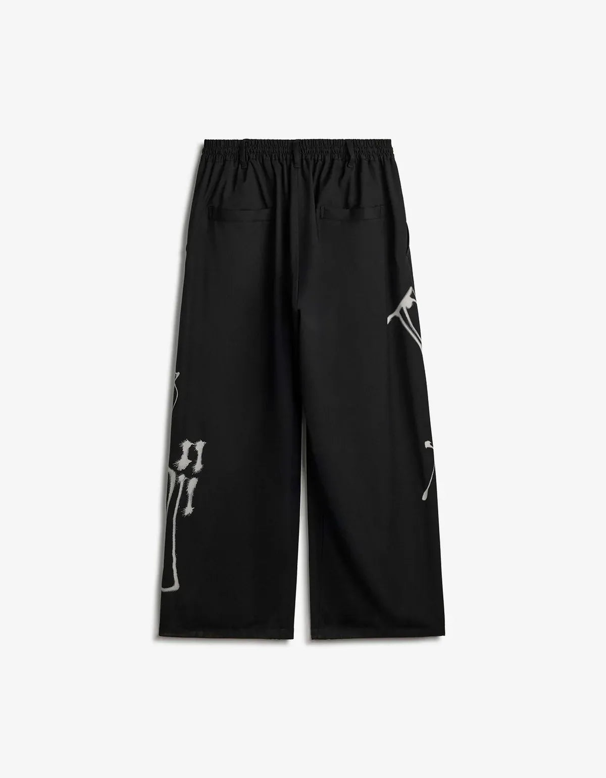 Y-3 Black Chito Graphic Wide Wool Trousers KR8712