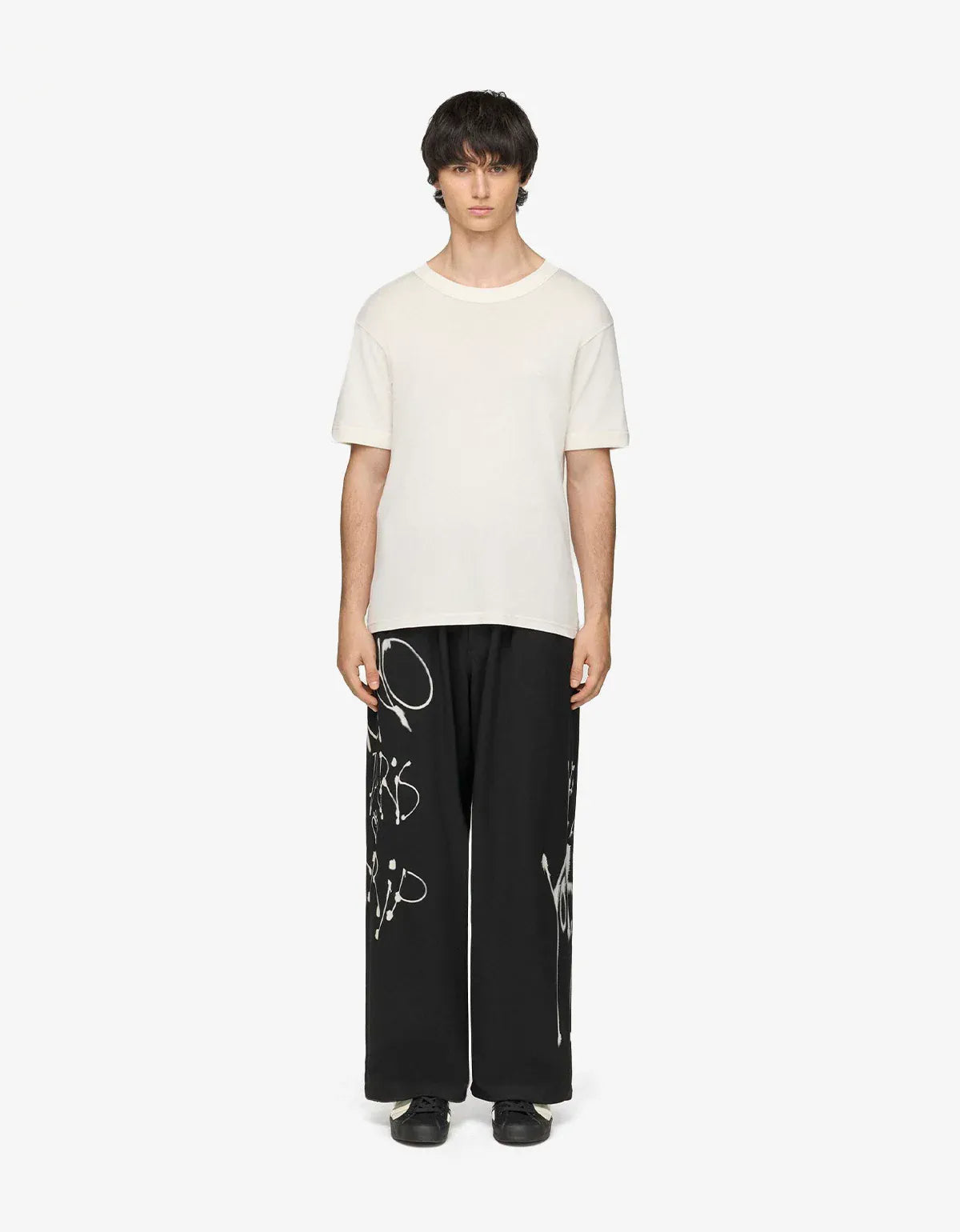 Y-3 Black Chito Graphic Wide Wool Trousers KR8712