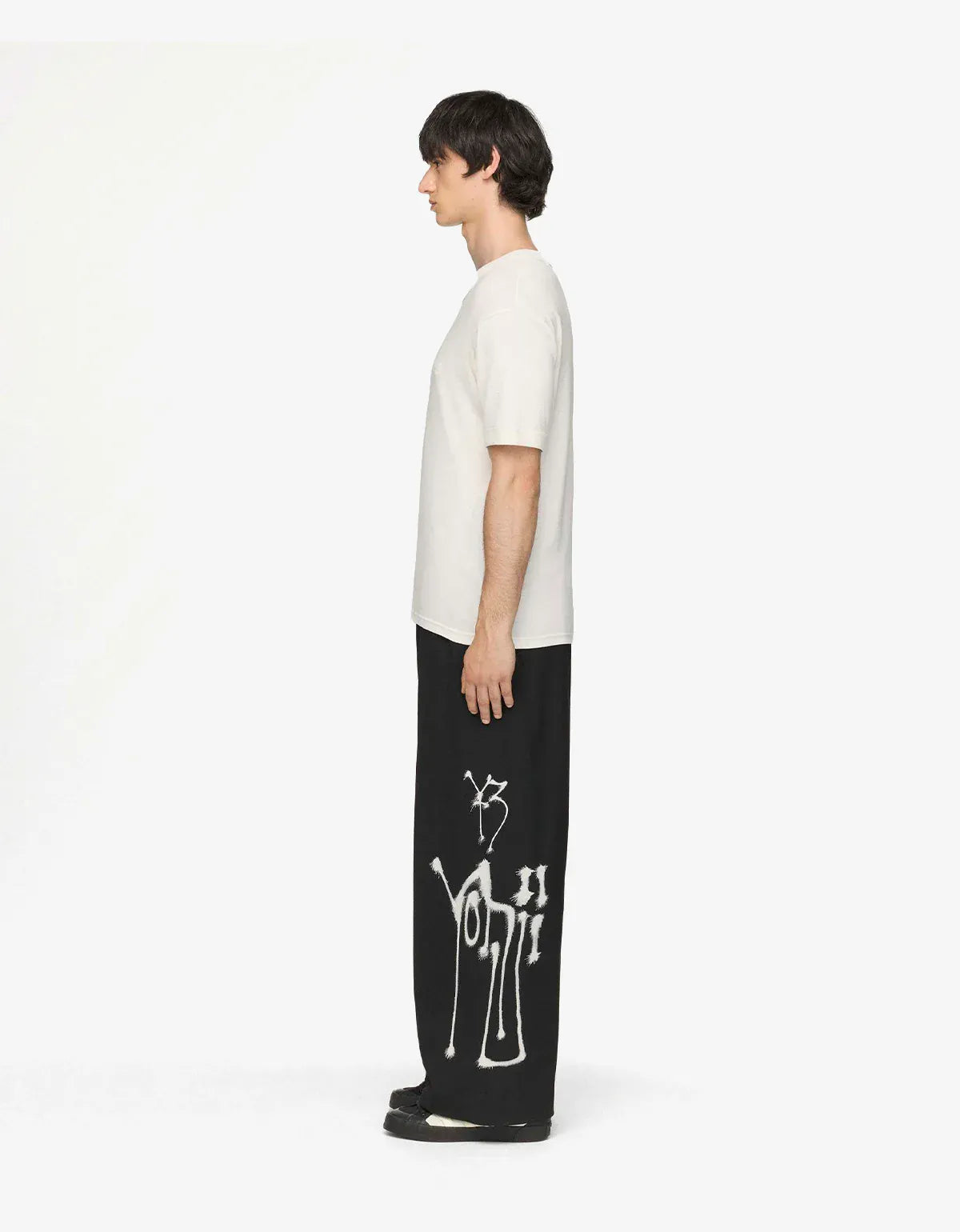 Y-3 Black Chito Graphic Wide Wool Trousers KR8712