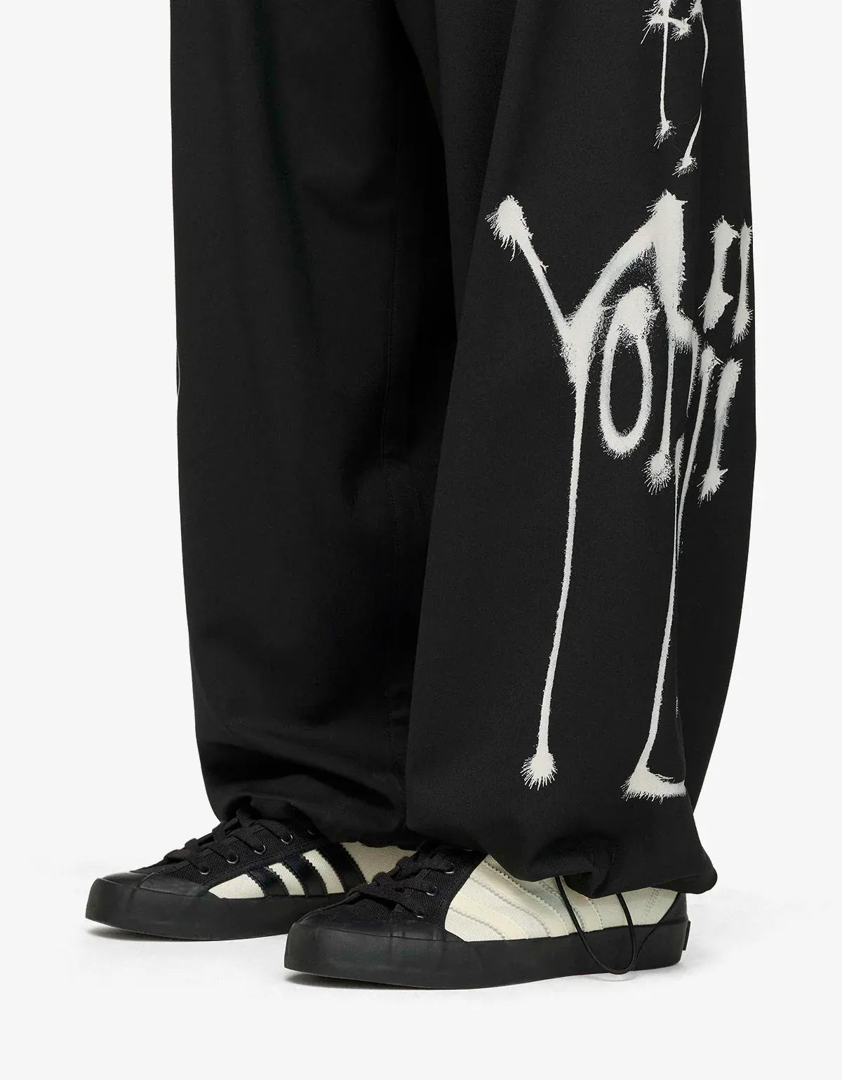 Y-3 Black Chito Graphic Wide Wool Trousers KR8712