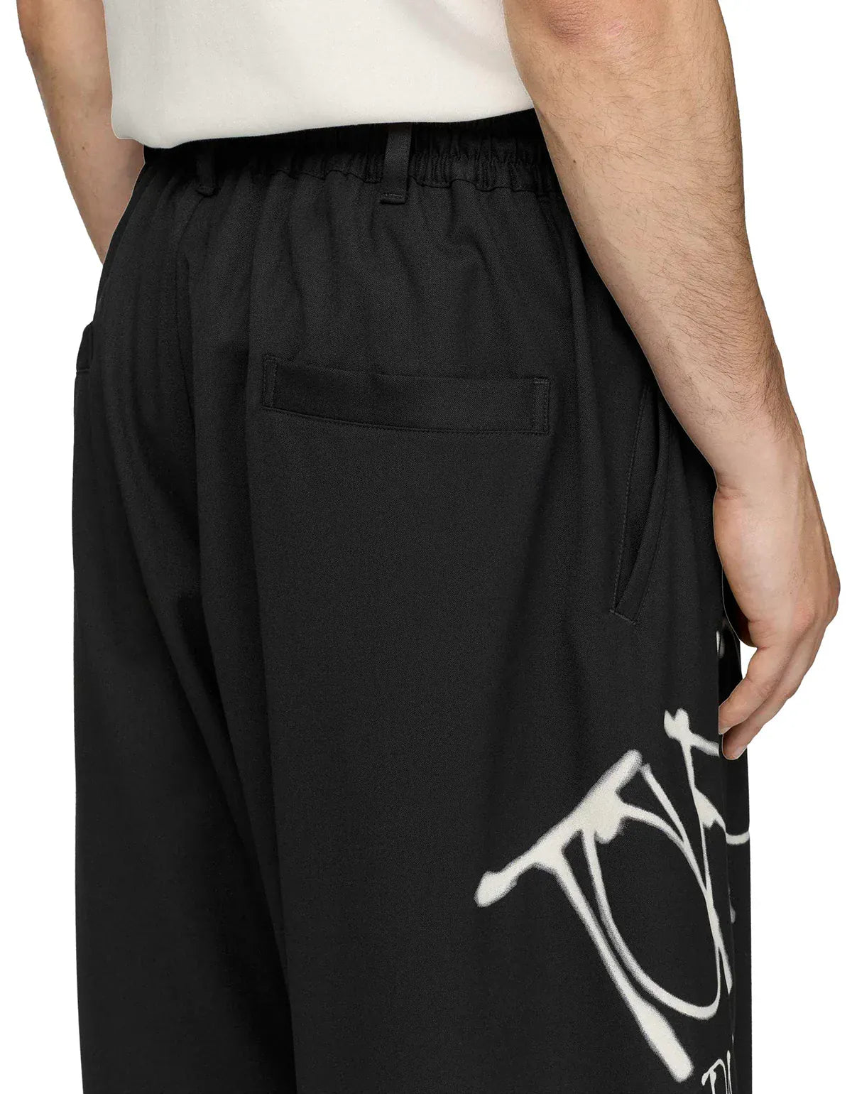 Y-3 Black Chito Graphic Wide Wool Trousers KR8712