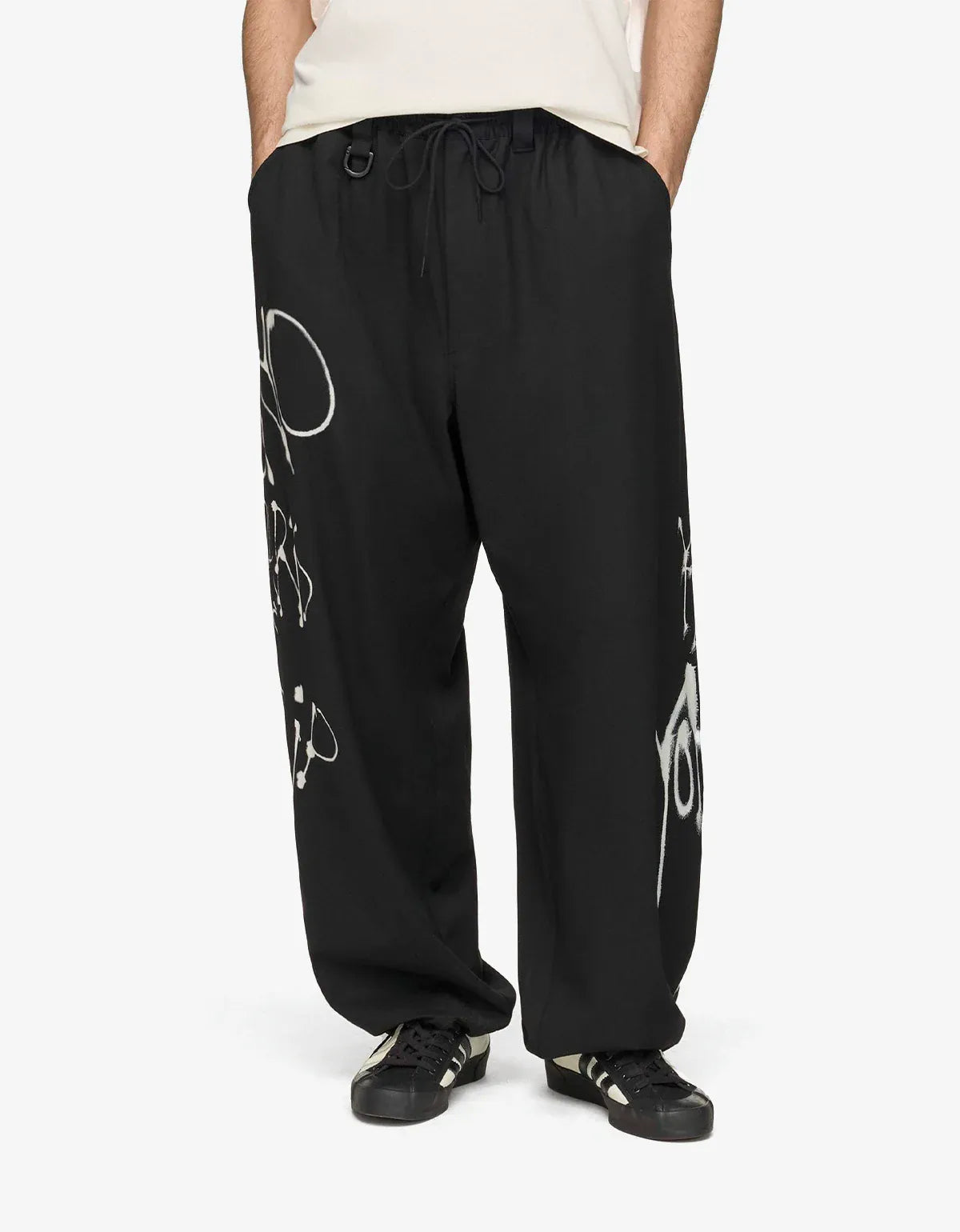 Y-3 Black Chito Graphic Wide Wool Trousers KR8712