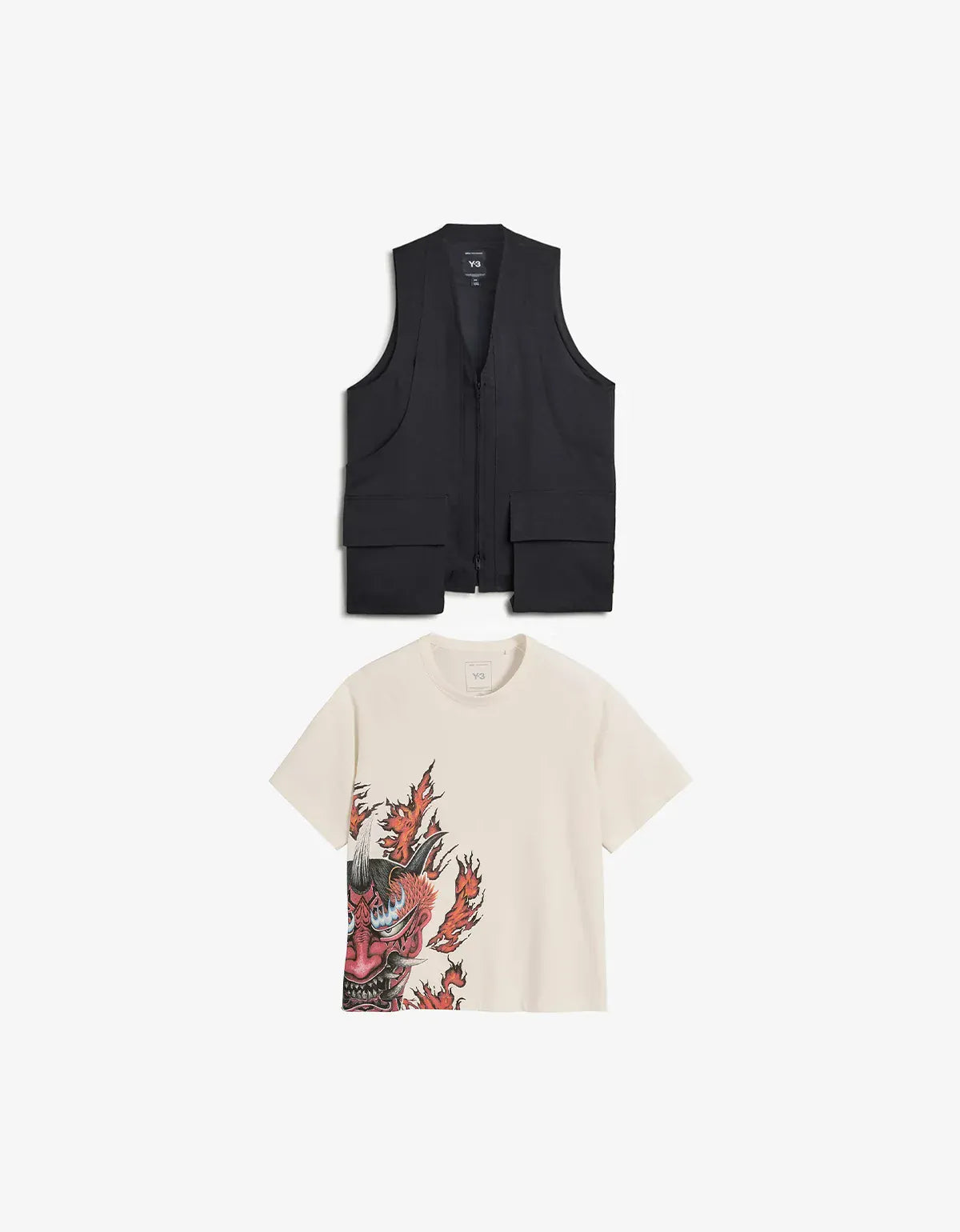 Y-3 Black Sport Uniform Pocket Vest & White T-Shirt