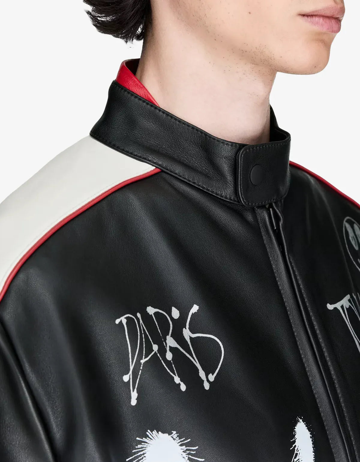 Y-3 Chito Graphic Leather Biker Jacket KR3573