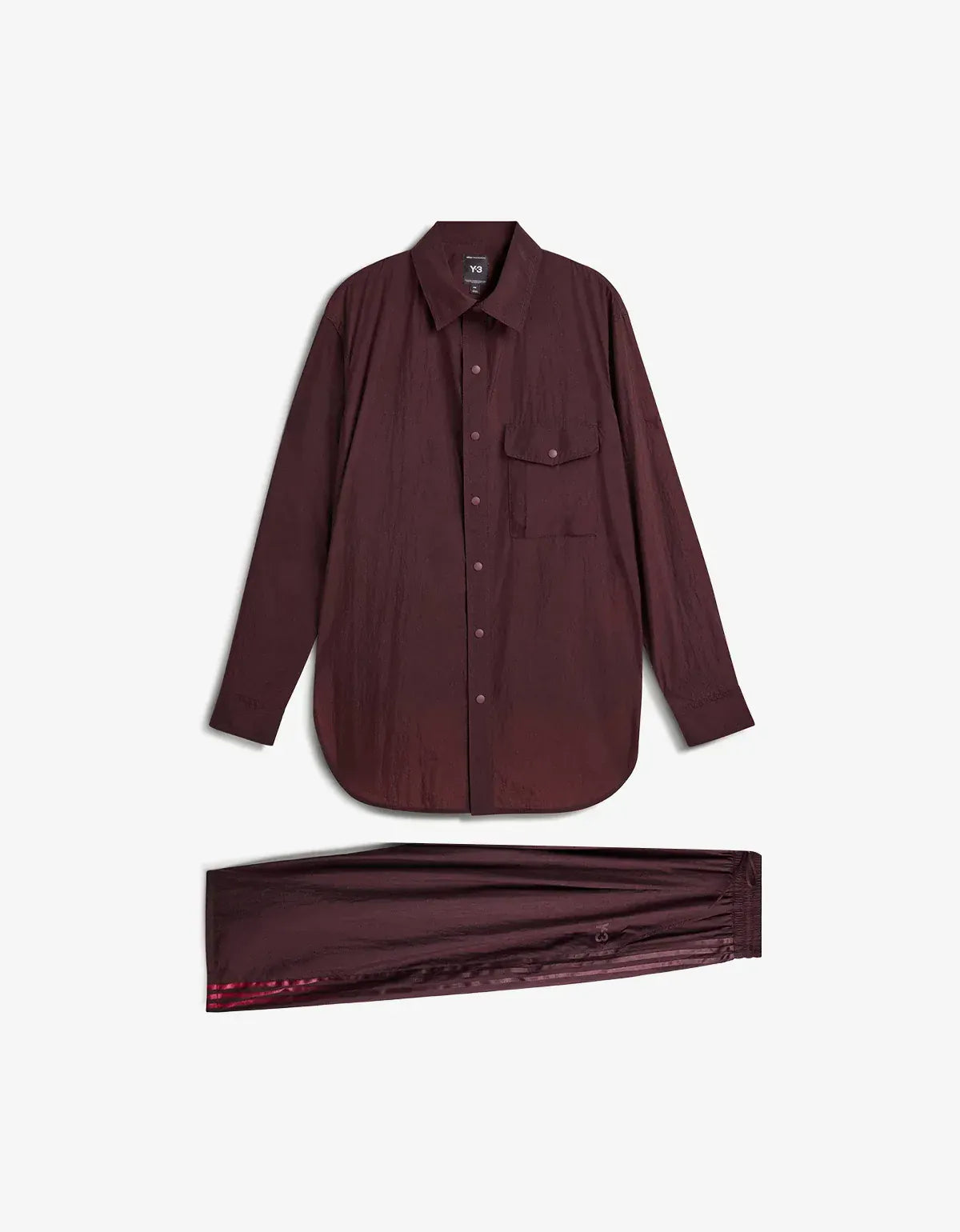 Y-3 Night Red Gradient 3-Stripes Nylon Overshirt & Trousers