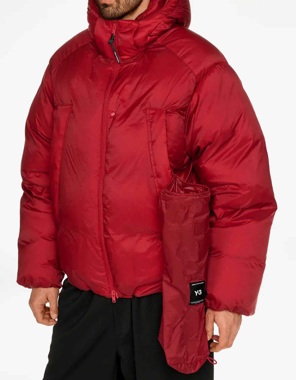 Y-3 Red Hooded Puffer Jacket KU2190