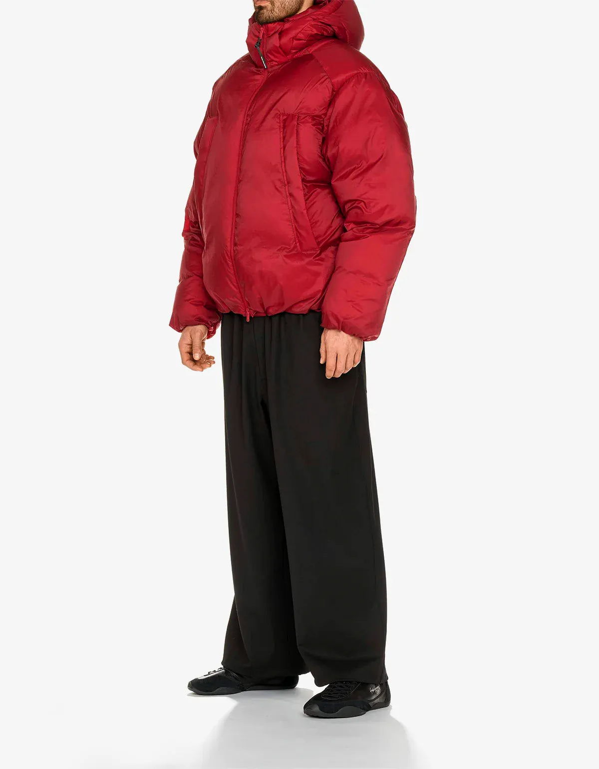 Y-3 Red Hooded Puffer Jacket KU2190