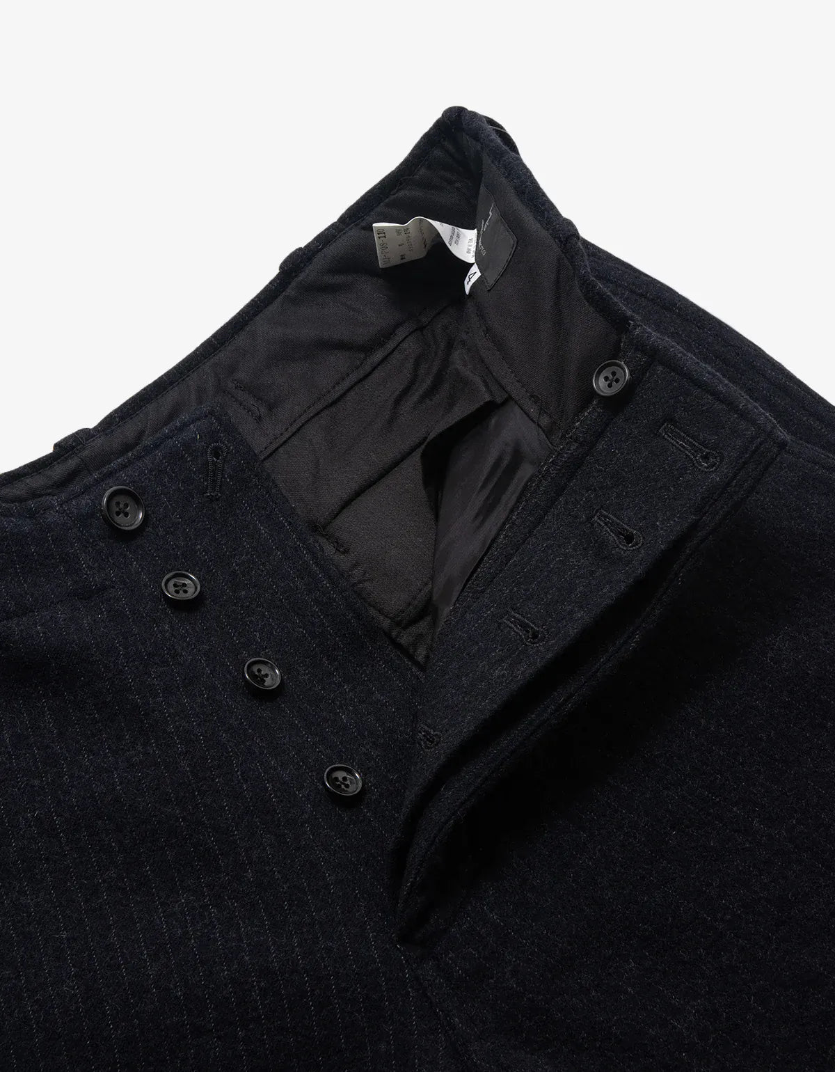 Y’s For Men Black Heavy Gauge Tonal Pinstripe Trousers