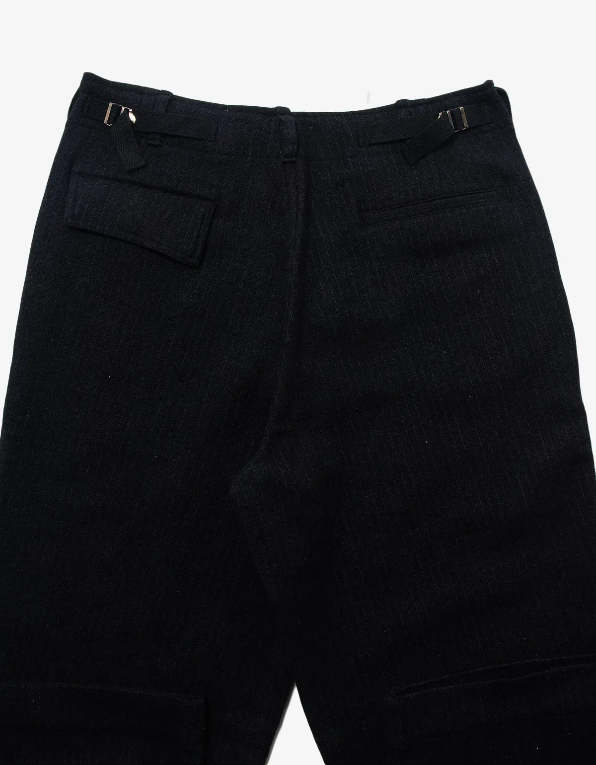 Y’s For Men Black Heavy Gauge Tonal Pinstripe Trousers