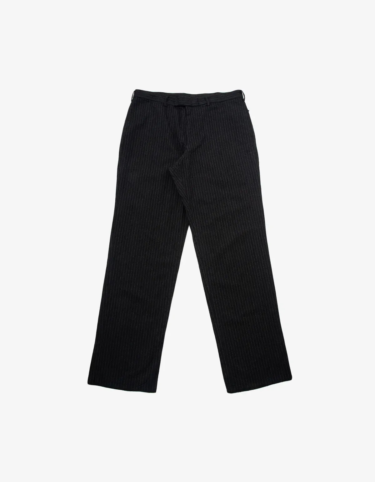 Y’s For Men Charcoal Grey Wool Flannel Pinstripe Trousers MU-P16-032-1