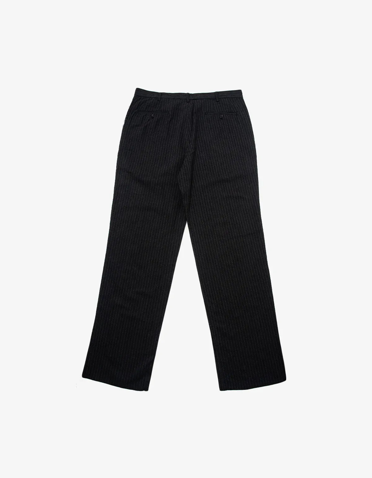 Y’s For Men Charcoal Grey Wool Flannel Pinstripe Trousers MU-P16-032-1