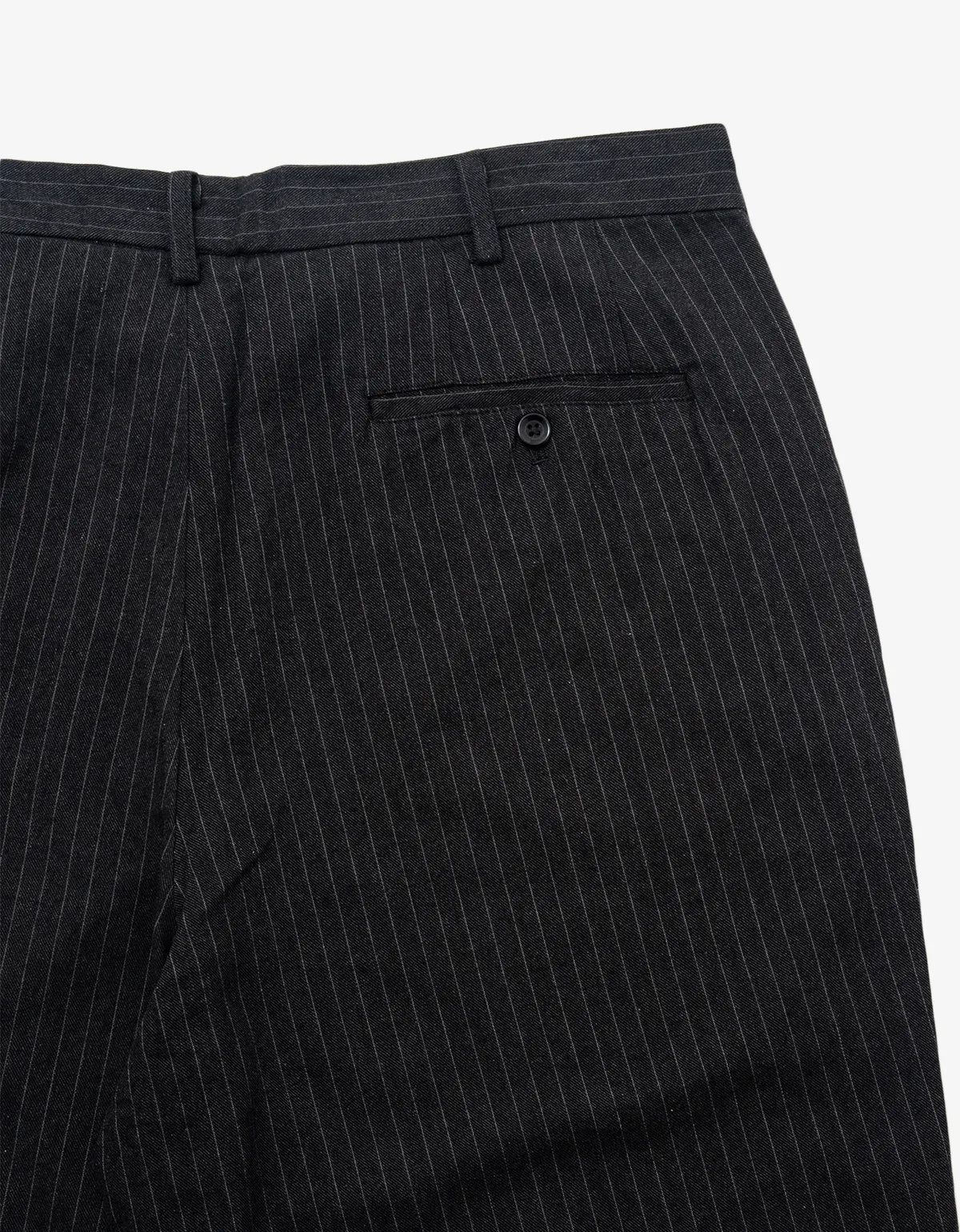 Y’s For Men Charcoal Grey Wool Flannel Pinstripe Trousers MU-P16-032-1