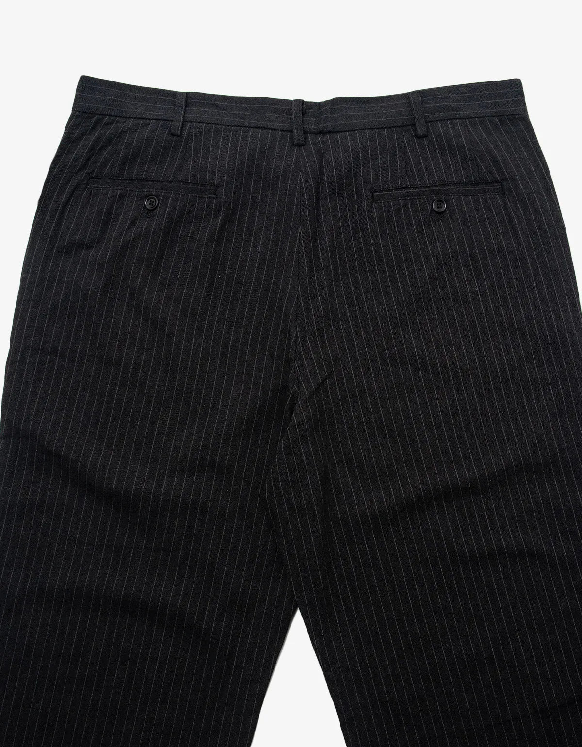 Y’s For Men Charcoal Grey Wool Flannel Pinstripe Trousers MU-P16-032-1