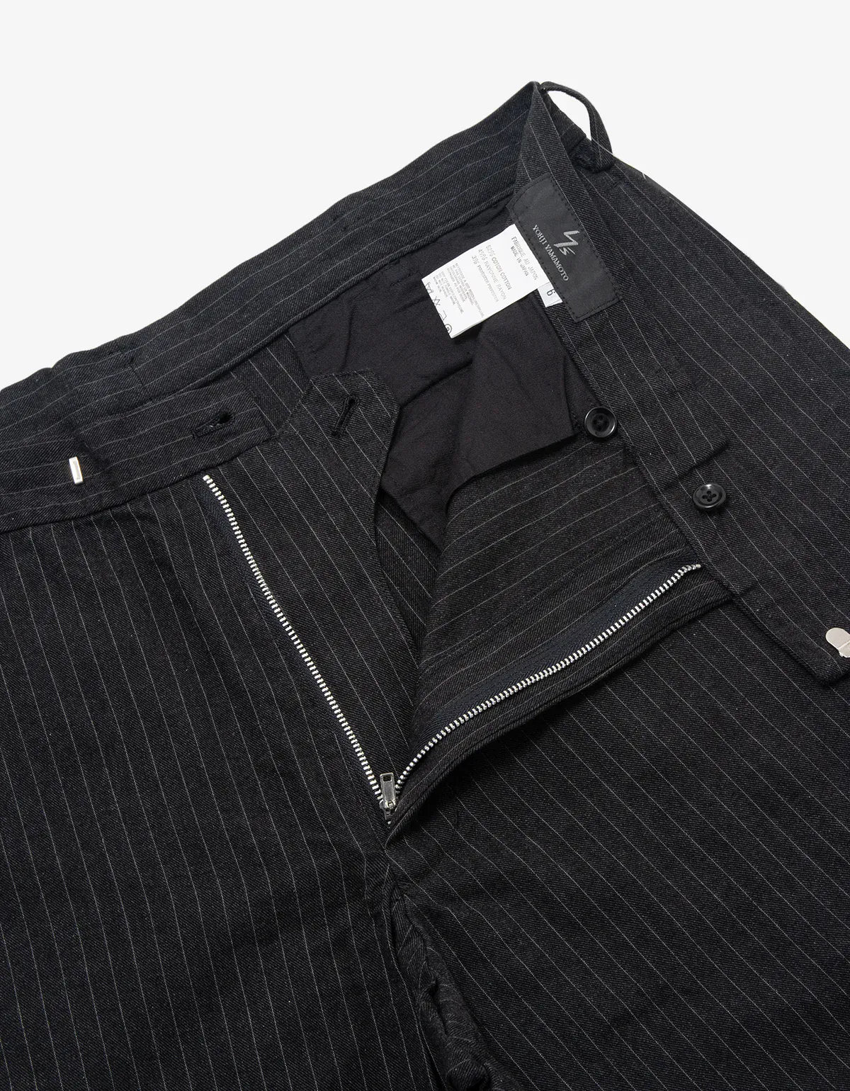 Y’s For Men Charcoal Grey Wool Flannel Pinstripe Trousers MU-P16-032-1