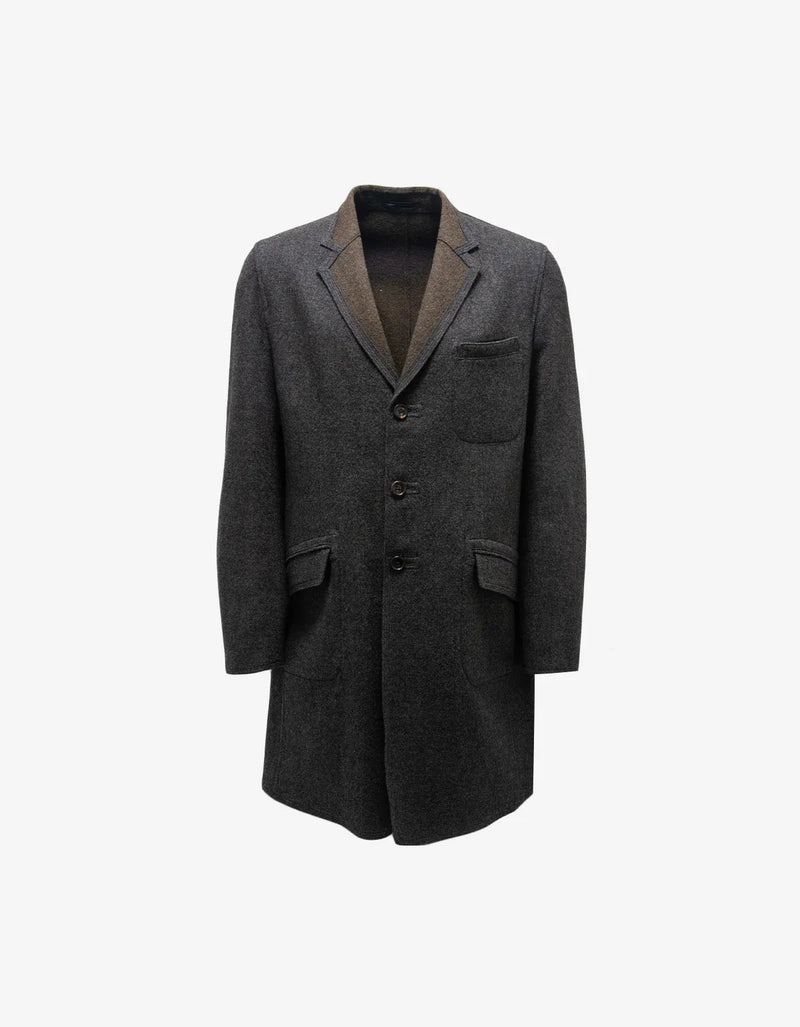 Y's Yohji Yamamoto Grey Wool Overcoat MJ-J07-103