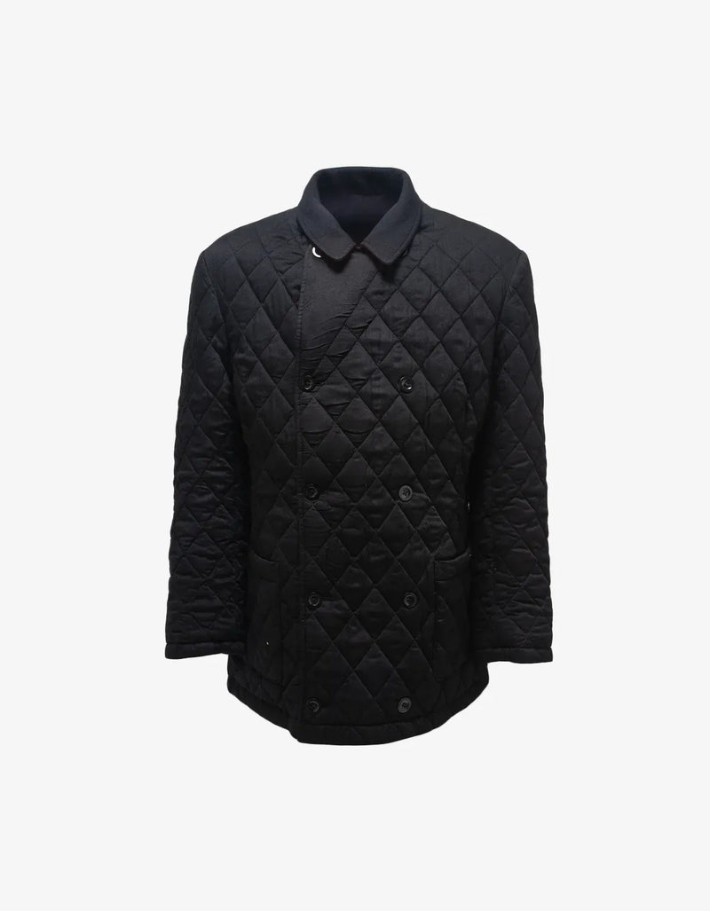 Yohji Yamamoto Black Double Breasted Quilted Coat HT-J05-803-1