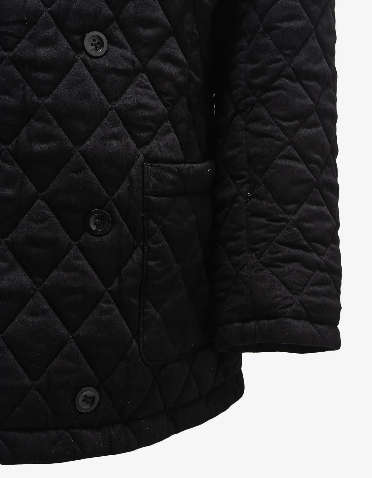 Yohji Yamamoto Black Double Breasted Quilted Coat HT-J05-803-1