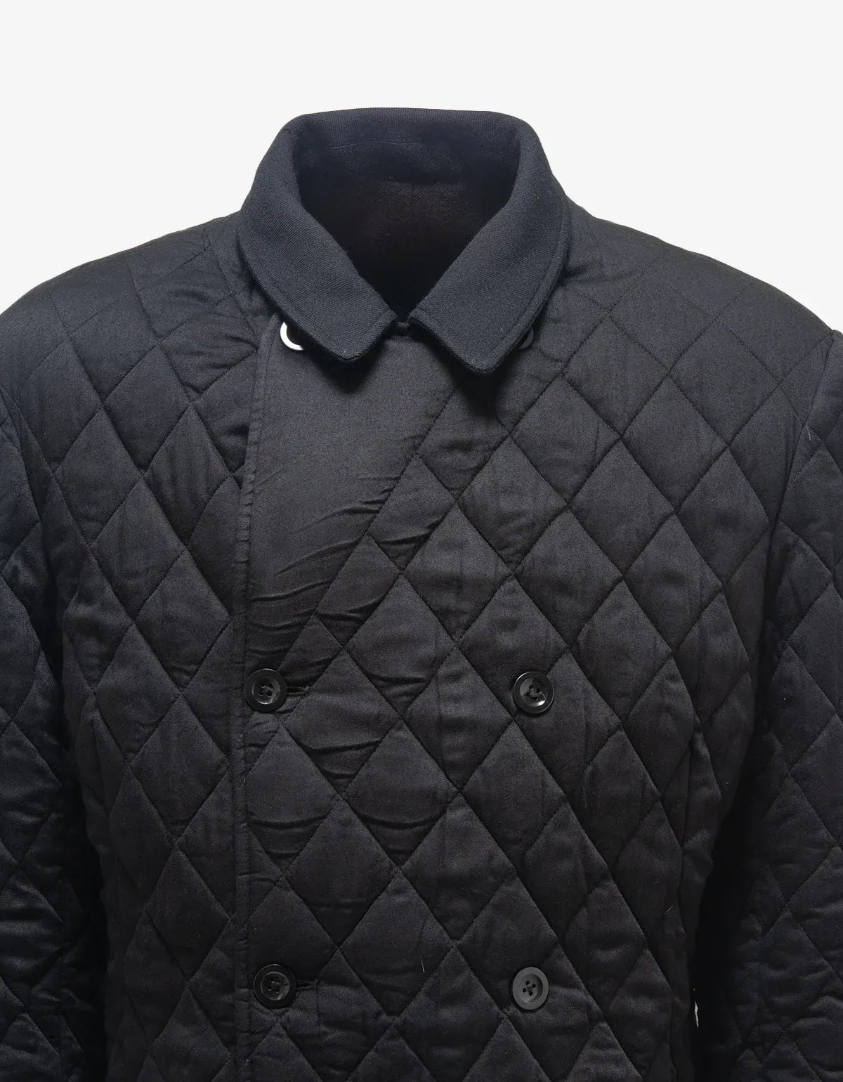 Yohji Yamamoto Black Double Breasted Quilted Coat HT-J05-803-1