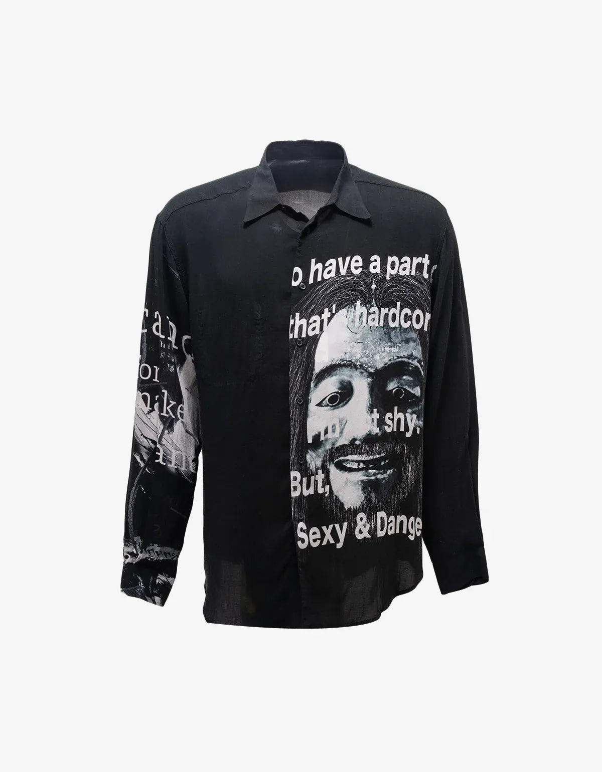 Yohji Yamamoto Black Hannya Mask Yohji Print Shirt