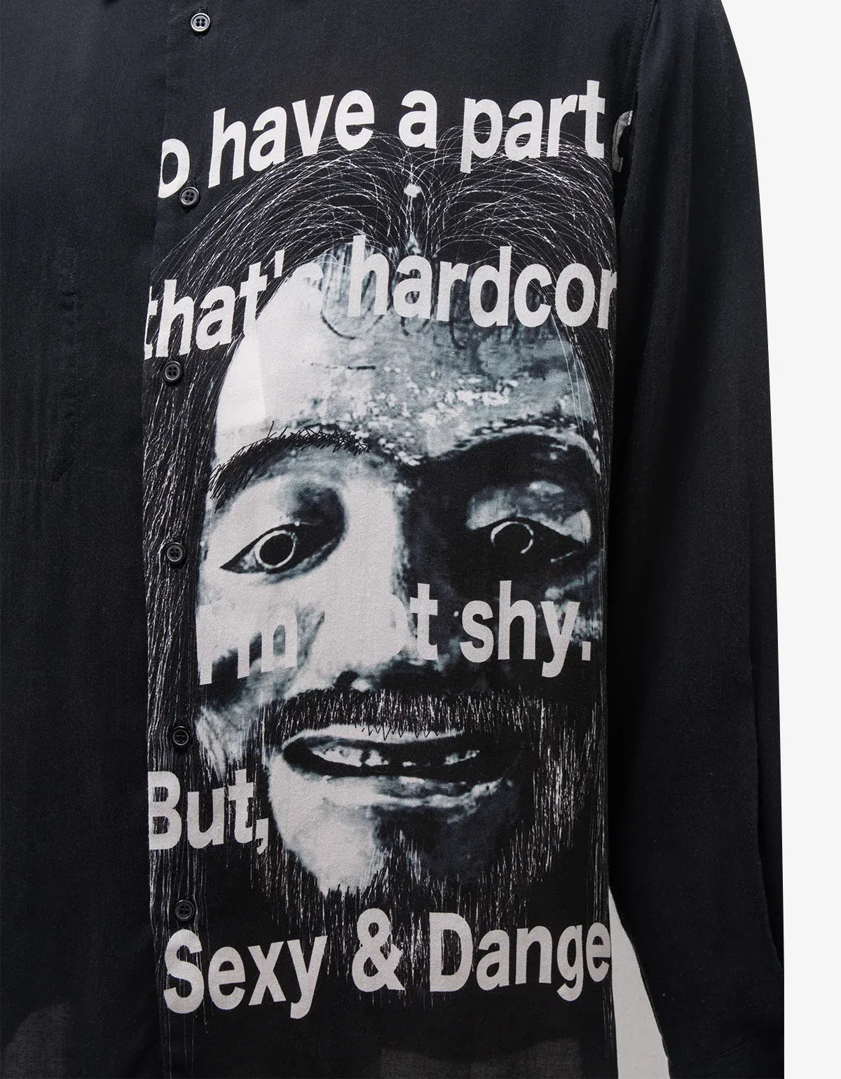 Yohji Yamamoto Black Hannya Mask Yohji Print Shirt