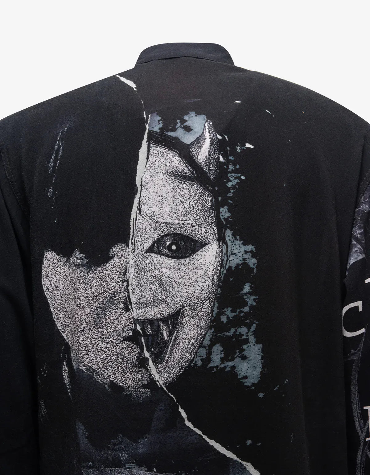 Yohji Yamamoto Black Hannya Mask Yohji Print Shirt