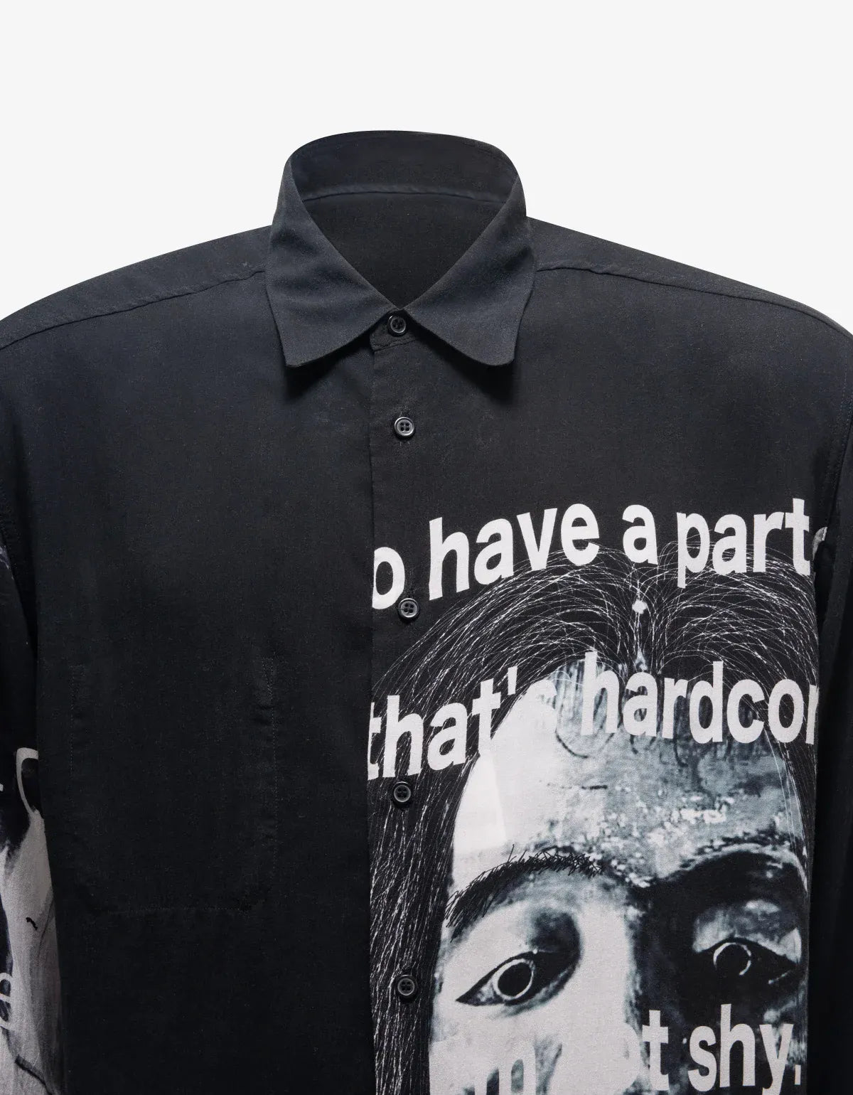 Yohji Yamamoto Black Hannya Mask Yohji Print Shirt