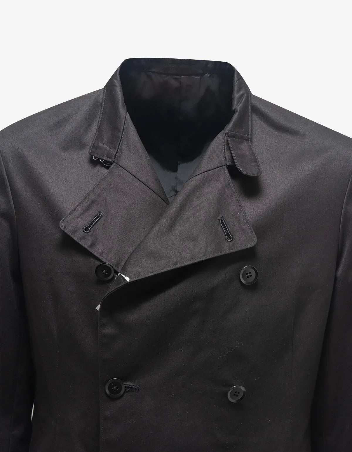 Yohji Yamamoto Black Red Tab Double-Breasted Peacoat HB-J26-0698-1
