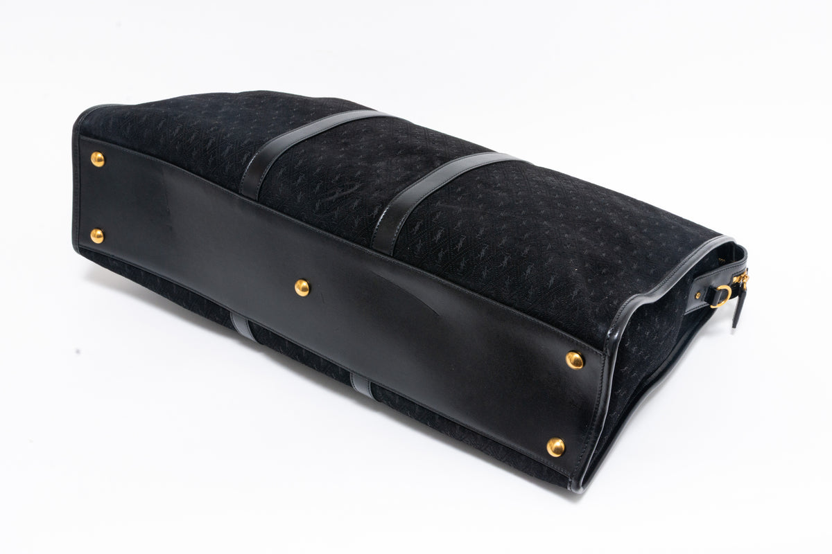 Saint Laurent YSL Black Suede Monogram Duffle Bag