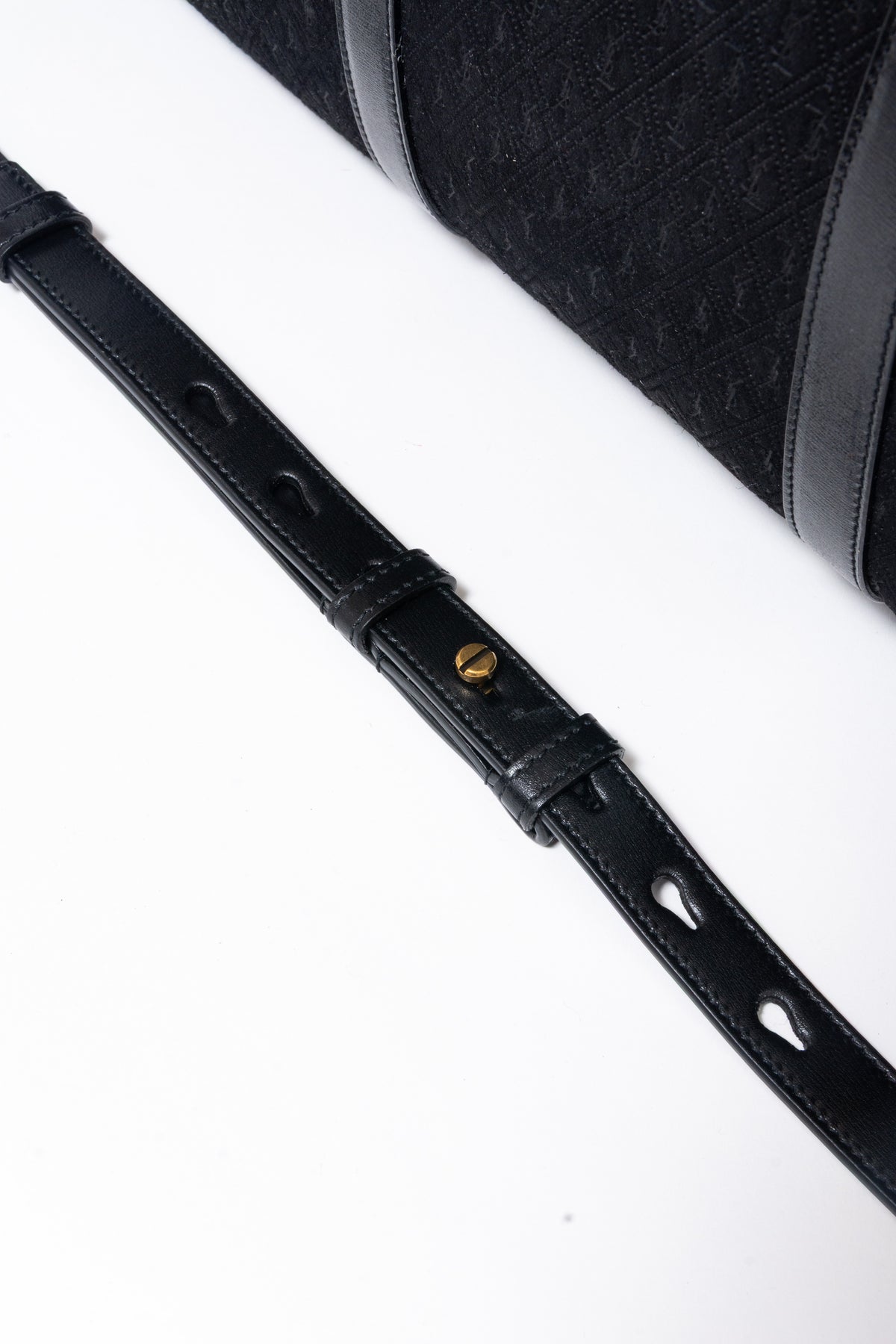 Saint Laurent YSL Black Suede Monogram Duffle Bag