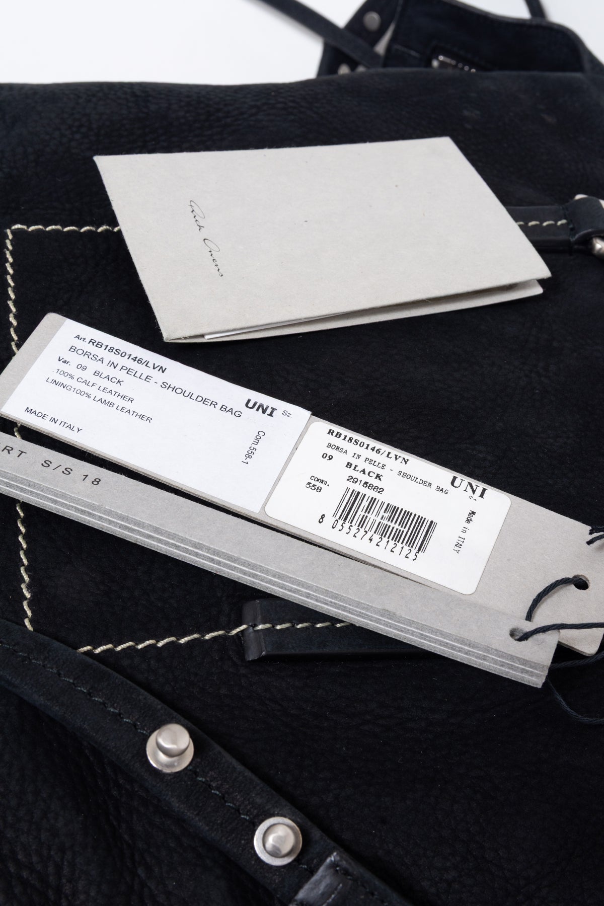 Rick Owens "Dirt" S/S 18 Archival Calfskin & Lambskin Borsa In Pelle Shoulder Bag