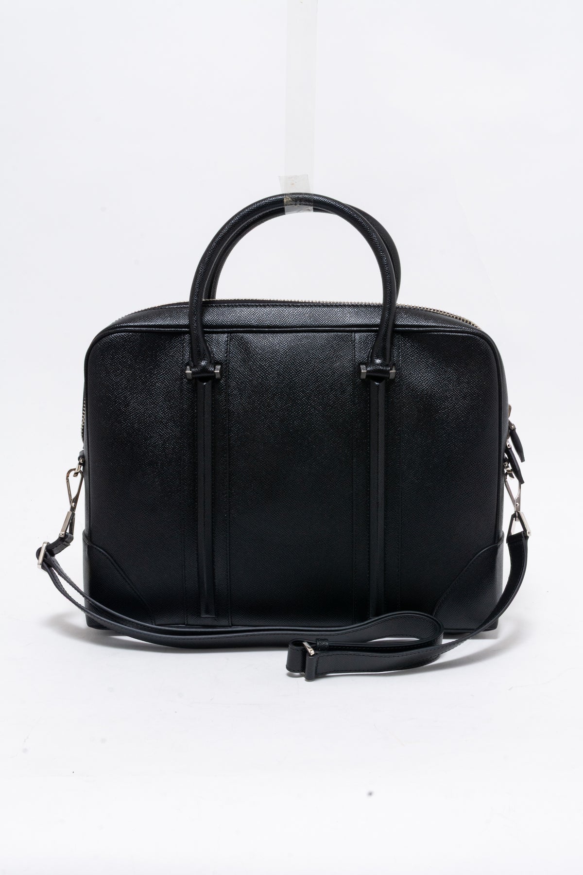 Black Leather Briefcase with Shoulder Strap