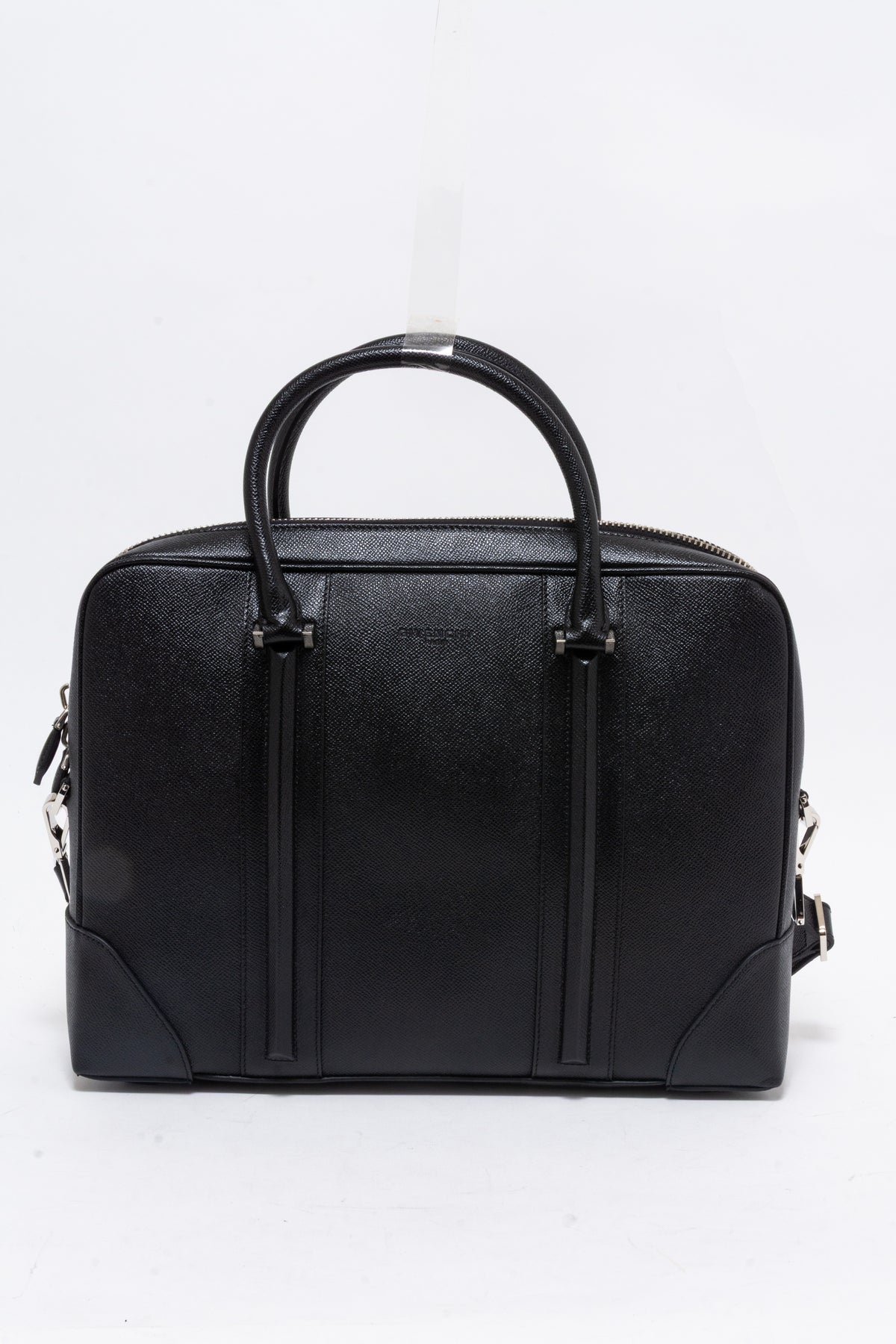 Black Leather Briefcase with Shoulder Strap