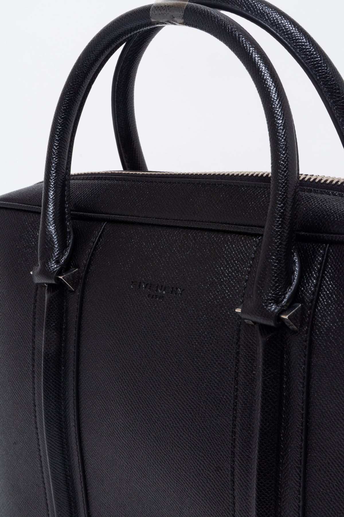 Black Leather Briefcase with Shoulder Strap