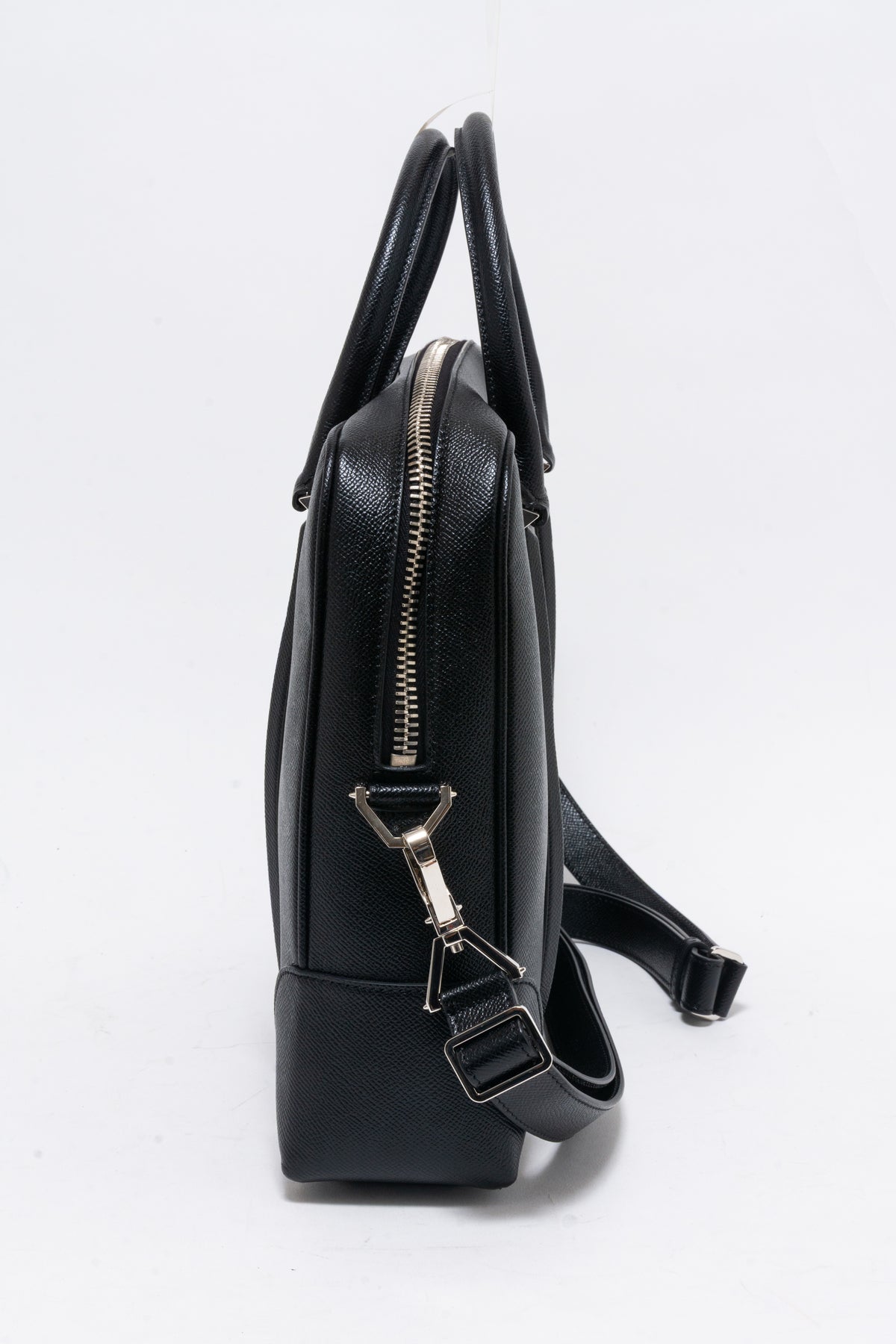 Black Leather Briefcase with Shoulder Strap
