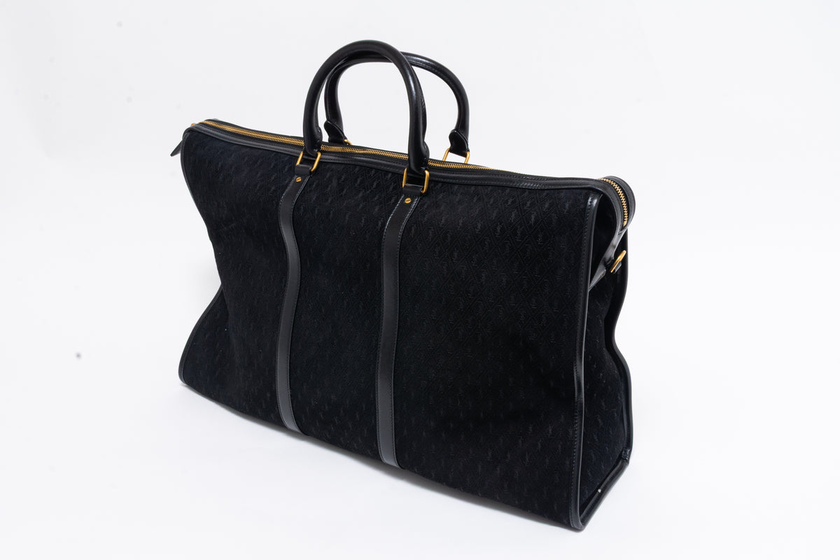 Saint Laurent YSL Black Suede Monogram Duffle Bag
