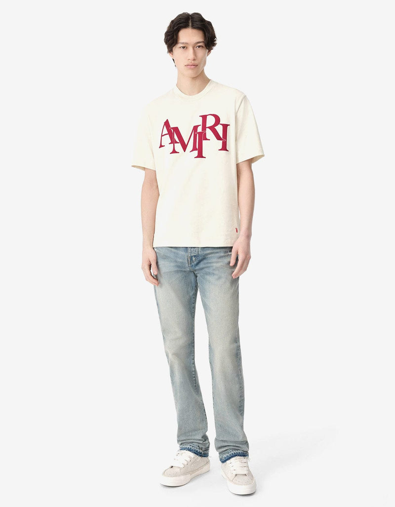Amiri Amiri Birch White Staggered Logo T-Shirt